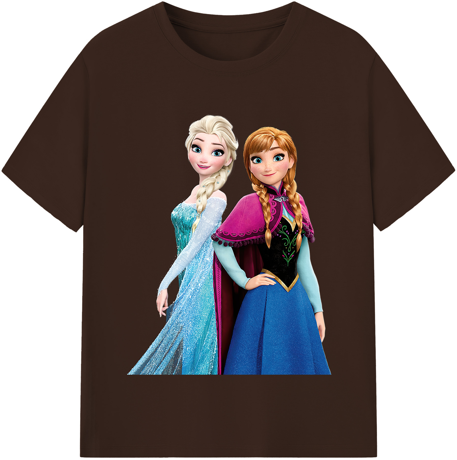 （画像用） アナと雪の女王 アンナ エルサ Frozen Anna Elsa 綿100％半袖Tシャツ（フロントプリント）