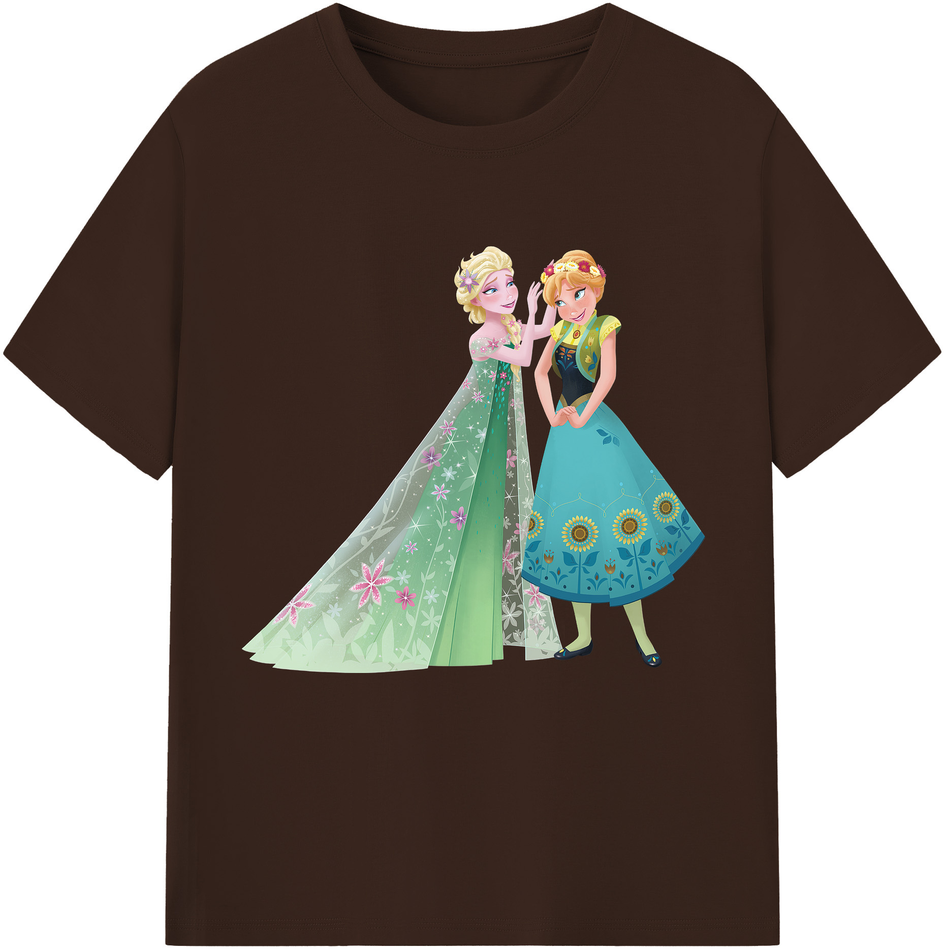 （画像用） アナと雪の女王 アンナ エルサ Frozen Anna Elsa 綿100％半袖Tシャツ（フロントプリント）