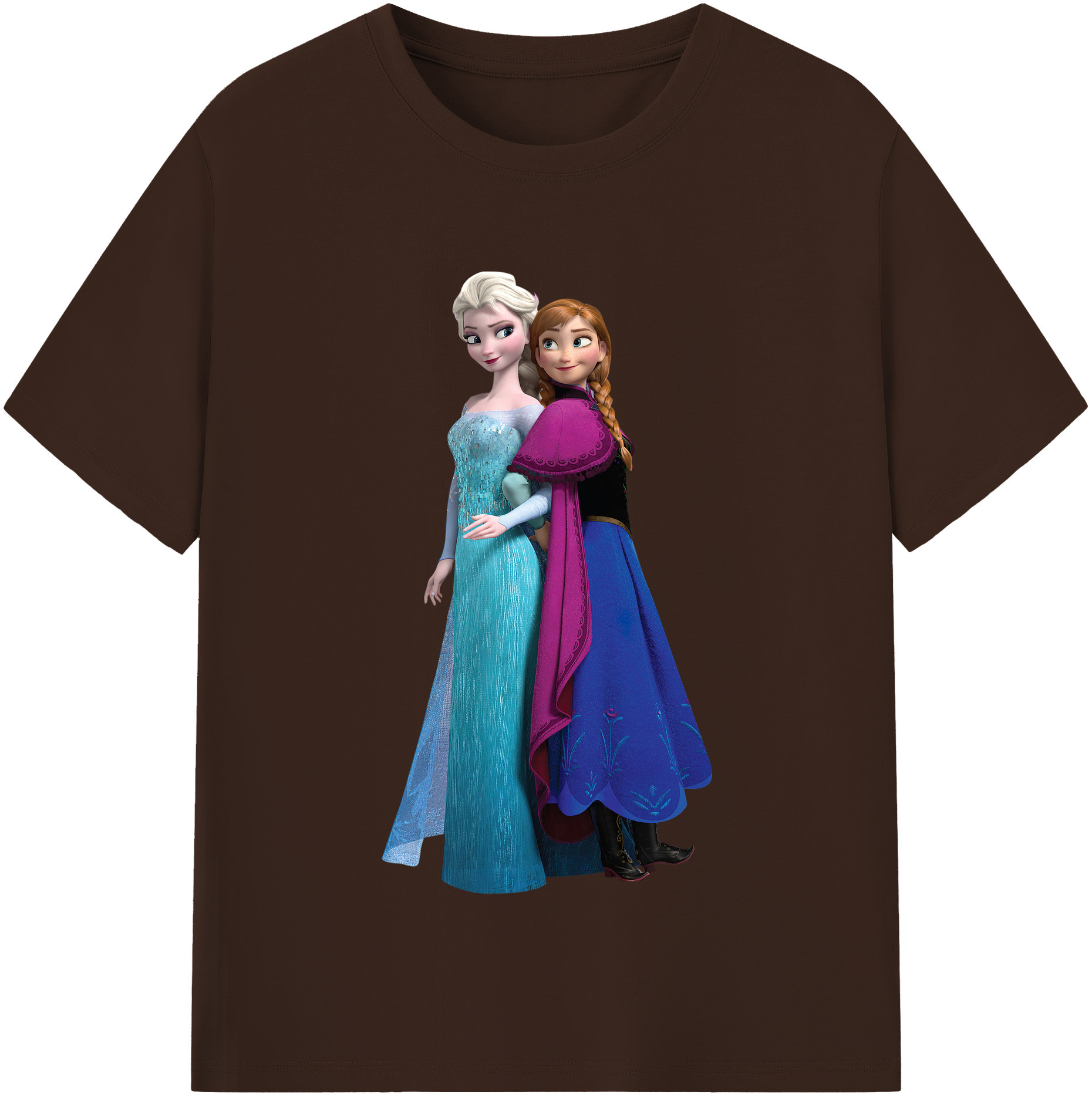 （画像用） アナと雪の女王 アンナ エルサ Frozen Anna Elsa 綿100％半袖Tシャツ（フロントプリント）