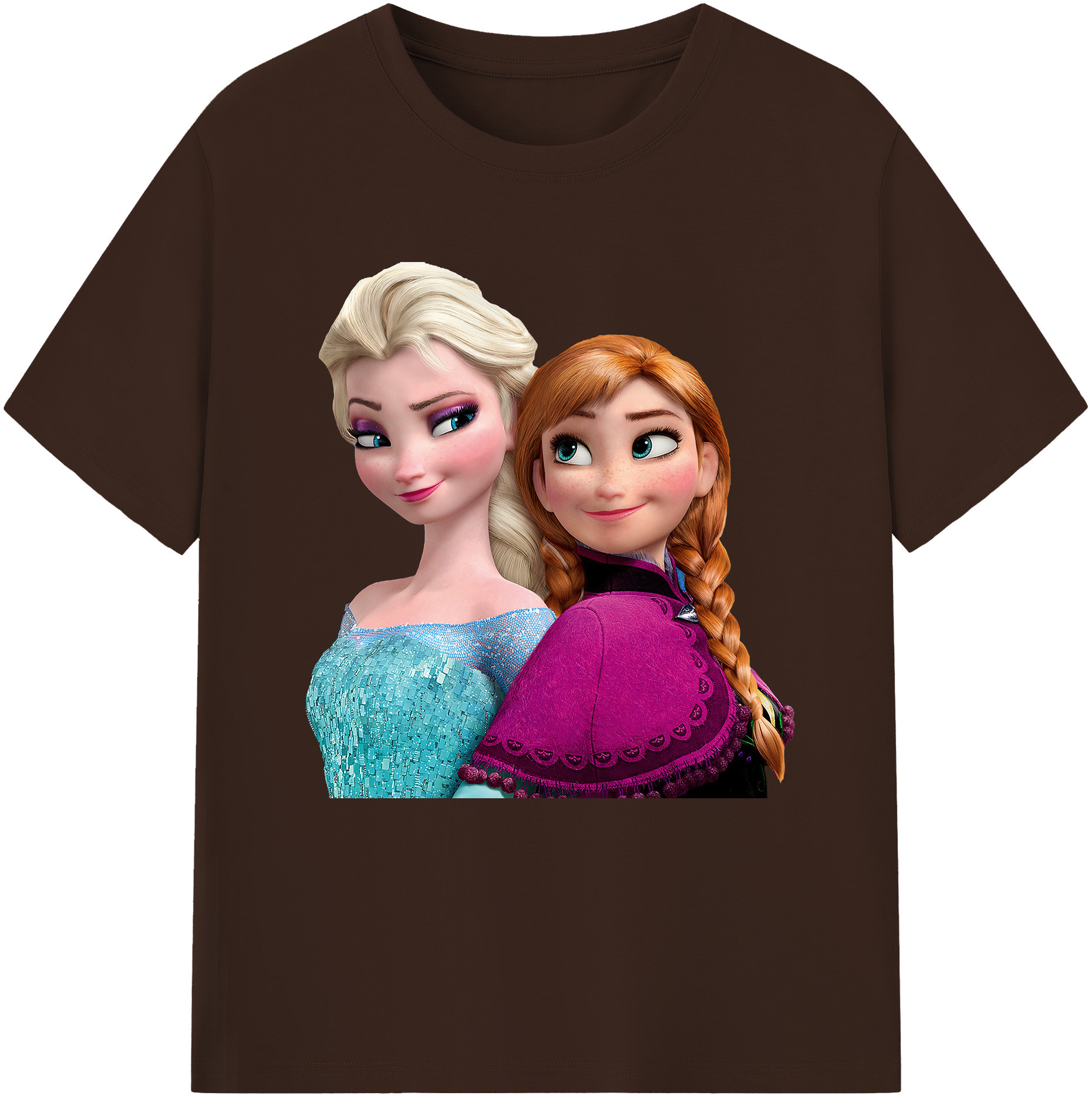 （画像用） アナと雪の女王 アンナ エルサ Frozen Anna Elsa 綿100％半袖Tシャツ（フロントプリント）