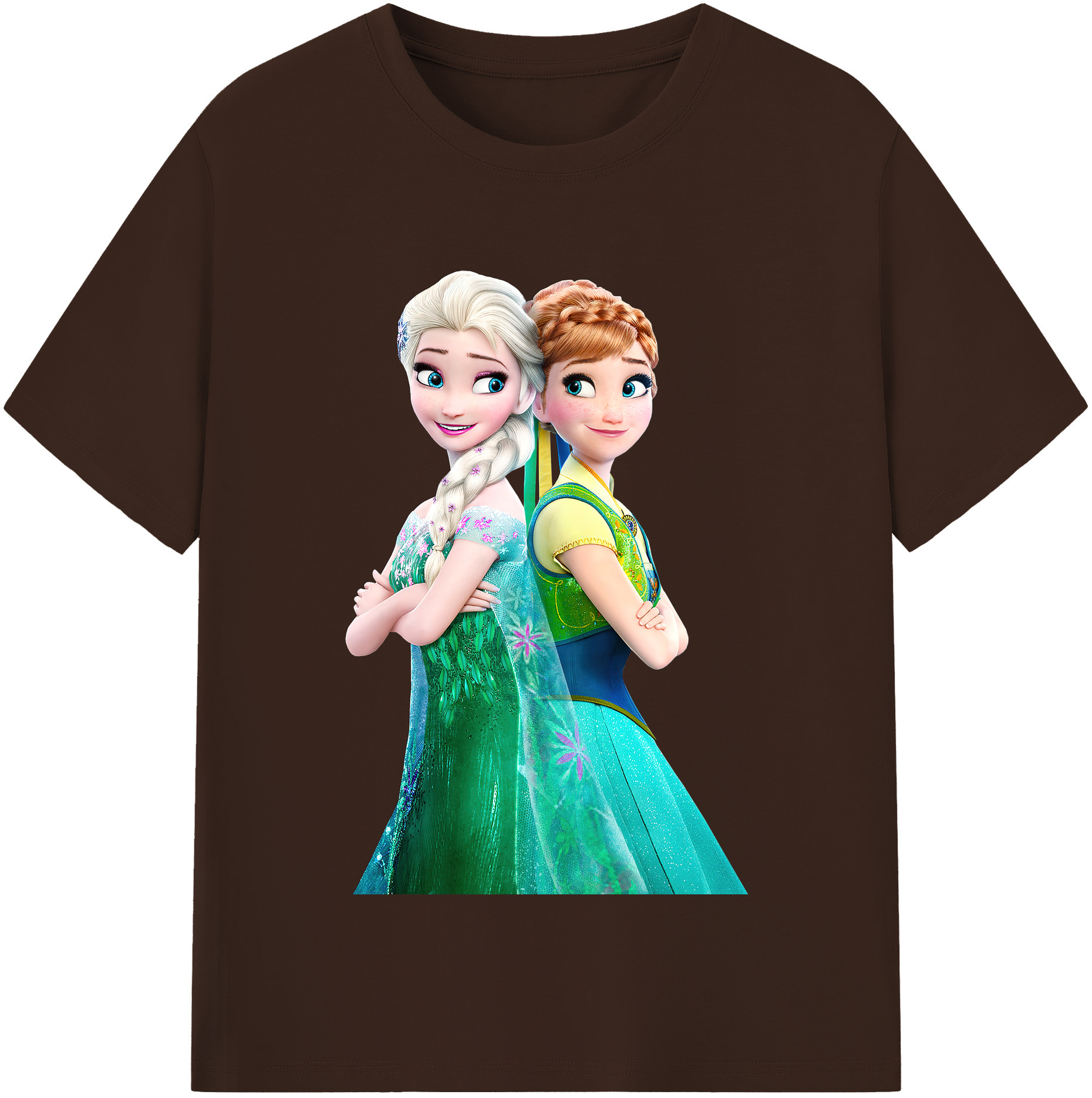 （画像用） アナと雪の女王 アンナ エルサ Frozen Anna Elsa 綿100％半袖Tシャツ（フロントプリント）