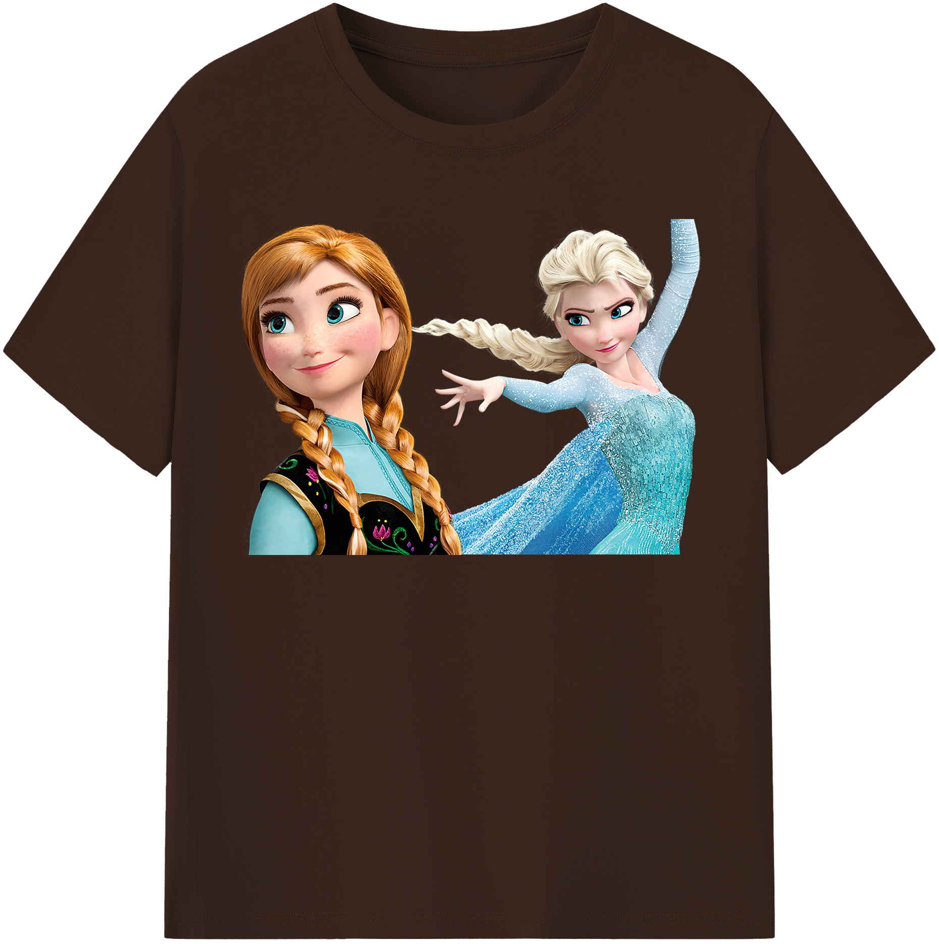 （画像用） アナと雪の女王 アンナ エルサ Frozen Anna Elsa 綿100％半袖Tシャツ（フロントプリント）