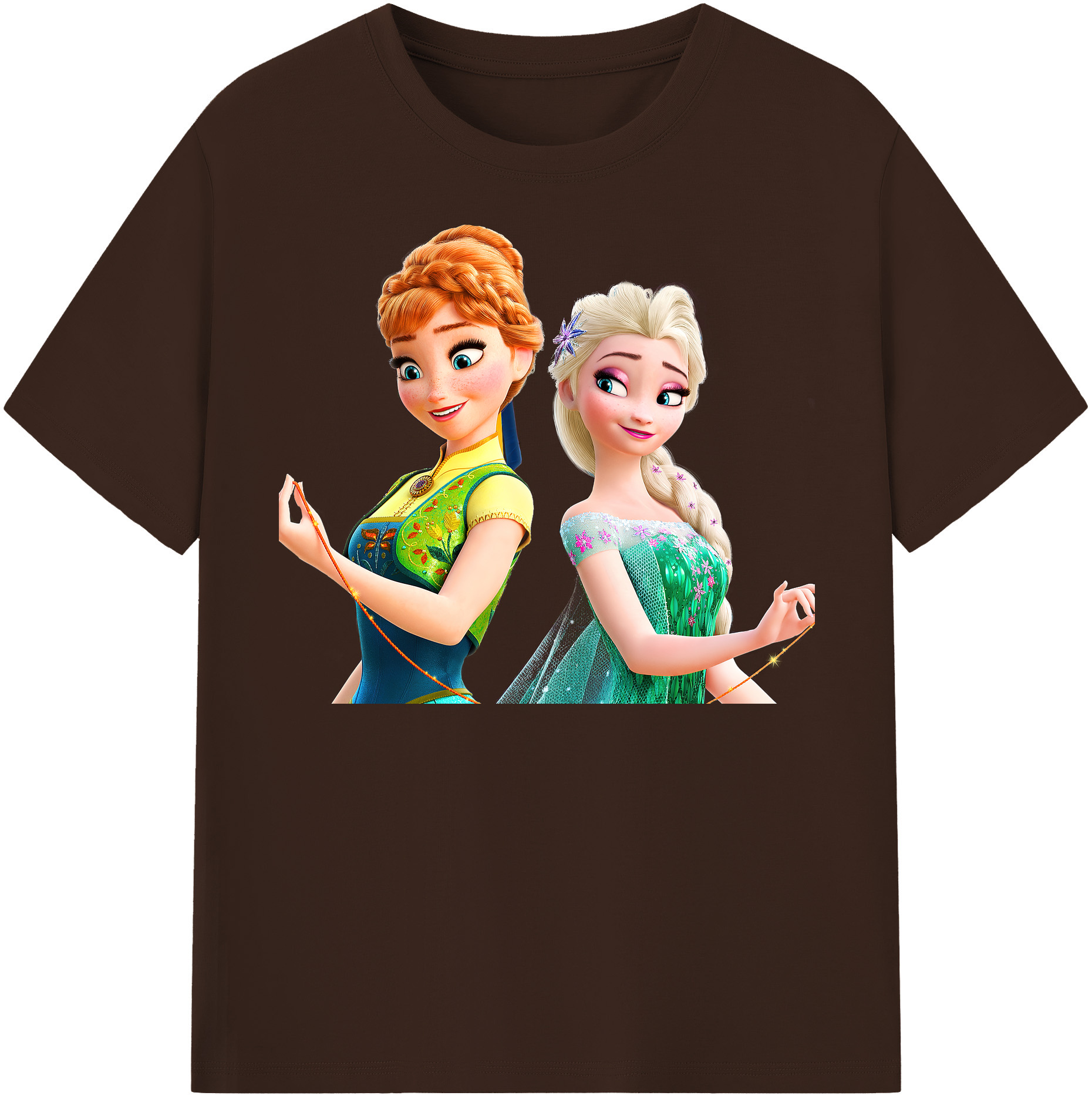 （画像用） アナと雪の女王 アンナ エルサ Frozen Anna Elsa 綿100％半袖Tシャツ（フロントプリント）