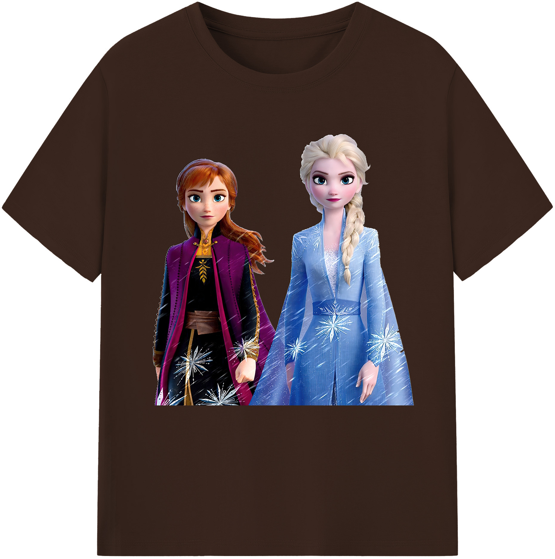 （画像用） アナと雪の女王 アンナ エルサ Frozen Anna Elsa 綿100％半袖Tシャツ（フロントプリント）
