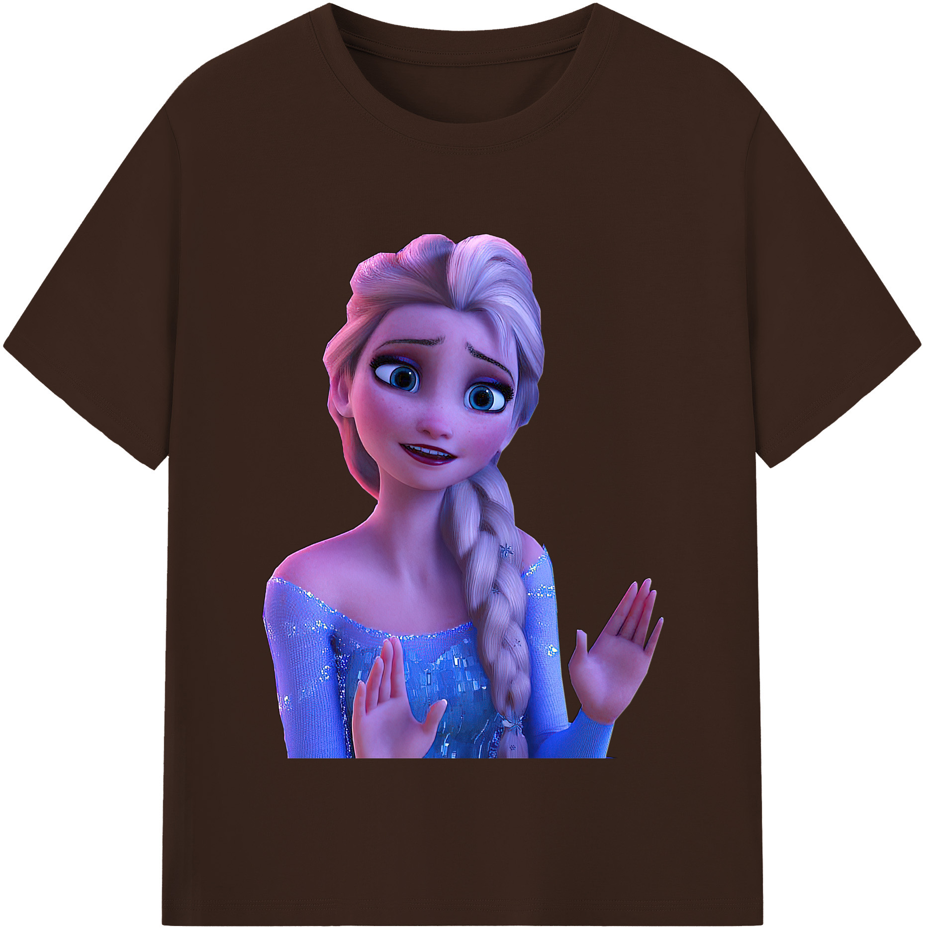 （画像用） アナと雪の女王 アンナ エルサ Frozen Anna Elsa 綿100％半袖Tシャツ（フロントプリント）