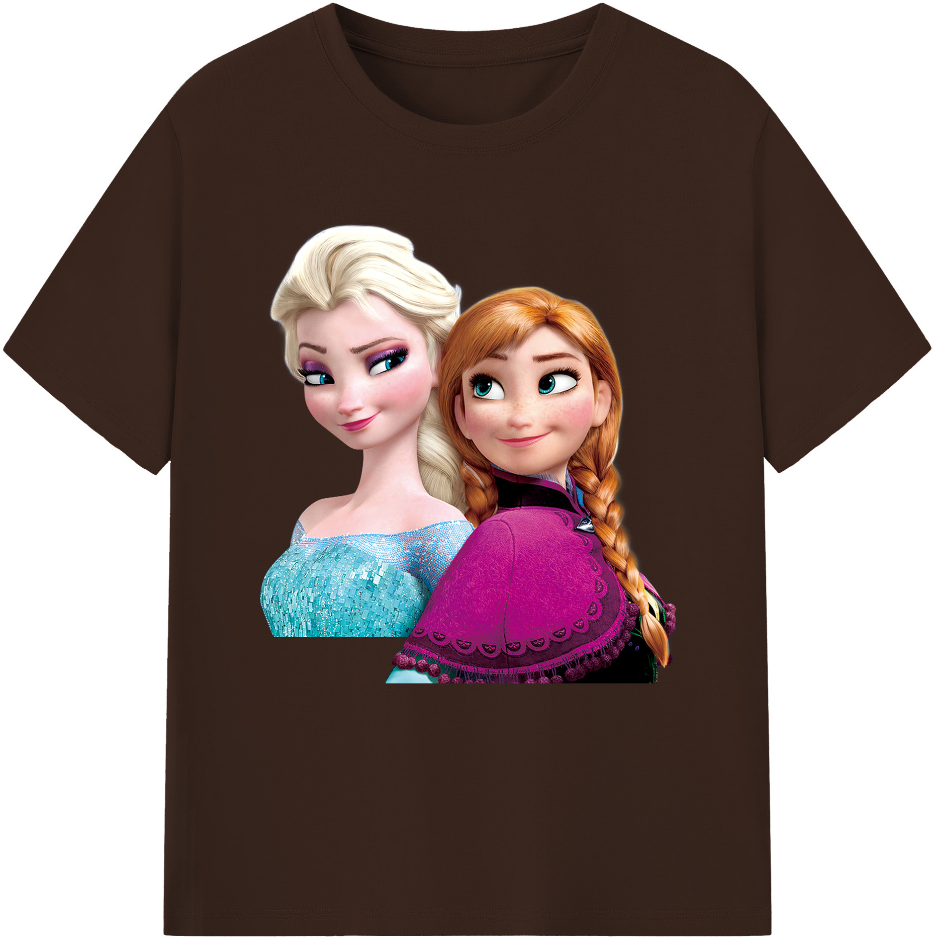 （画像用） アナと雪の女王 アンナ エルサ Frozen Anna Elsa 綿100％半袖Tシャツ（フロントプリント）