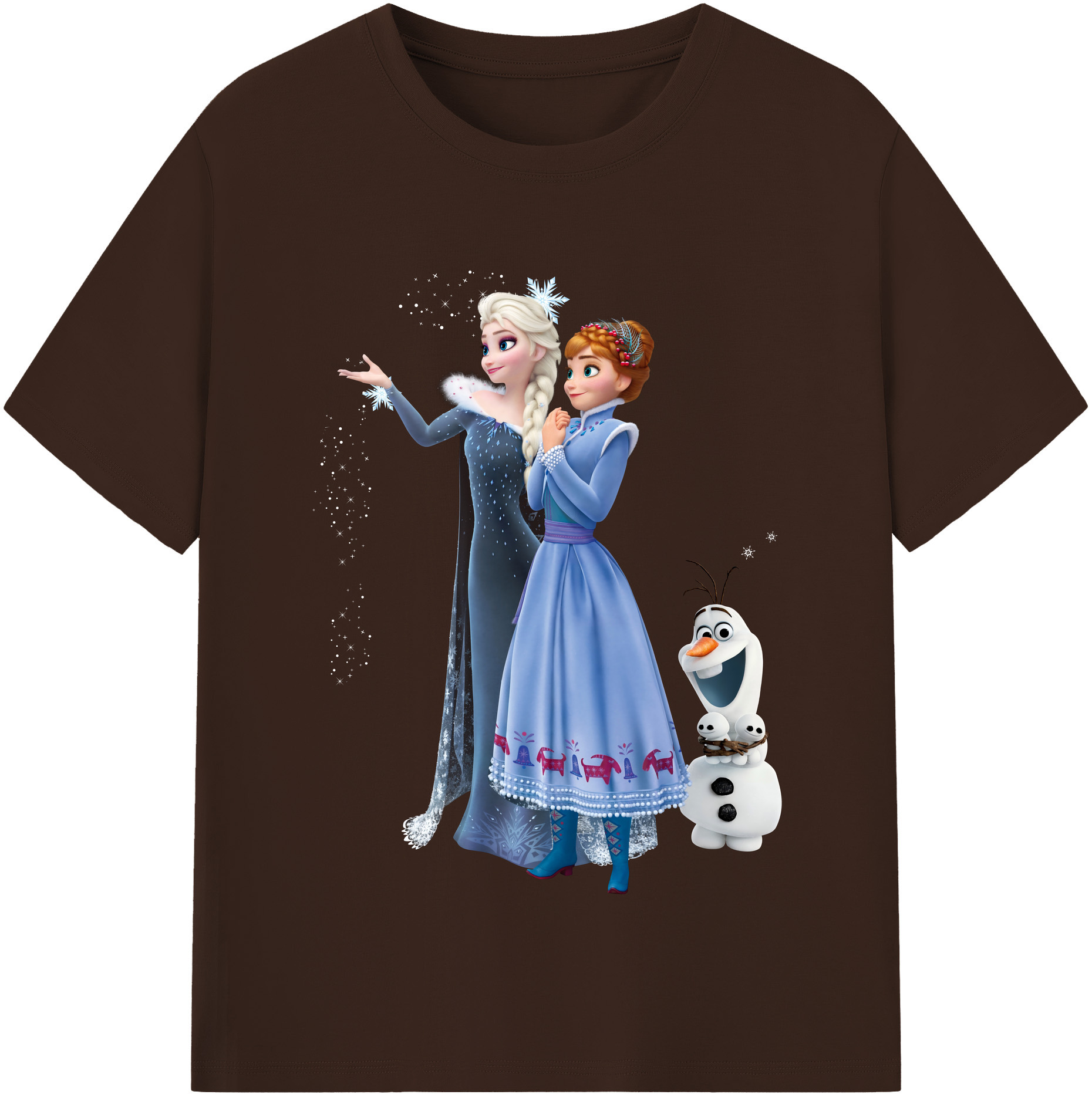 （画像用） アナと雪の女王 アンナ エルサ Frozen Anna Elsa 綿100％半袖Tシャツ（フロントプリント）
