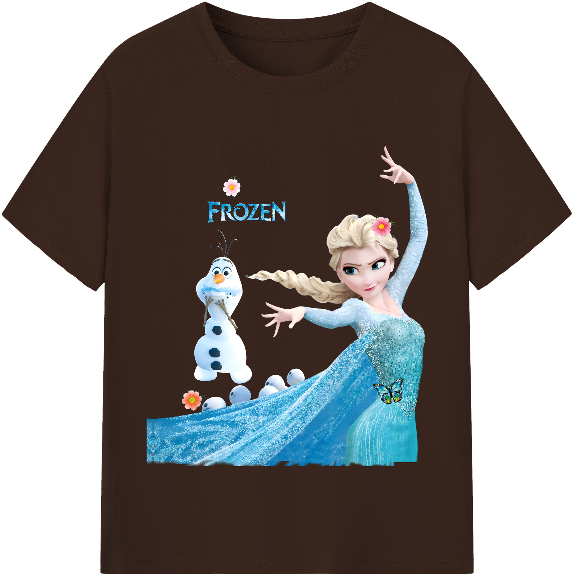 （画像用） アナと雪の女王 アンナ エルサ Frozen Anna Elsa 綿100％半袖Tシャツ（フロントプリント）