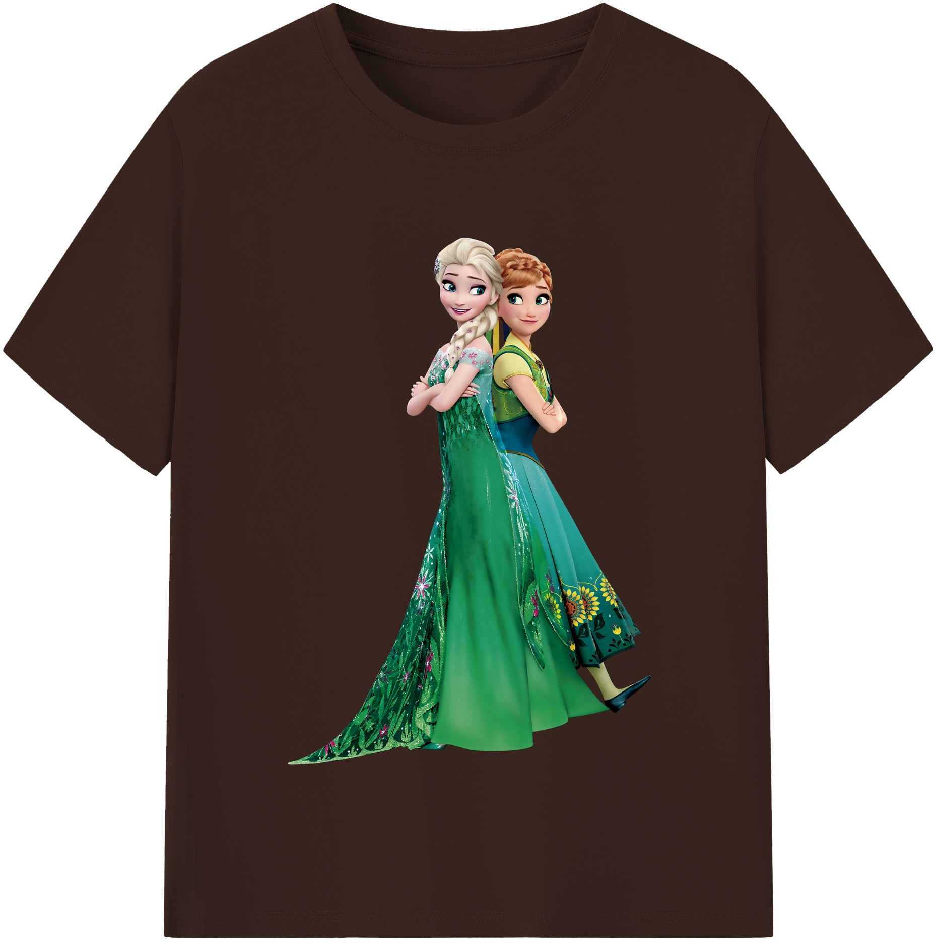 （画像用） アナと雪の女王 アンナ エルサ Frozen Anna Elsa 綿100％半袖Tシャツ（フロントプリント）