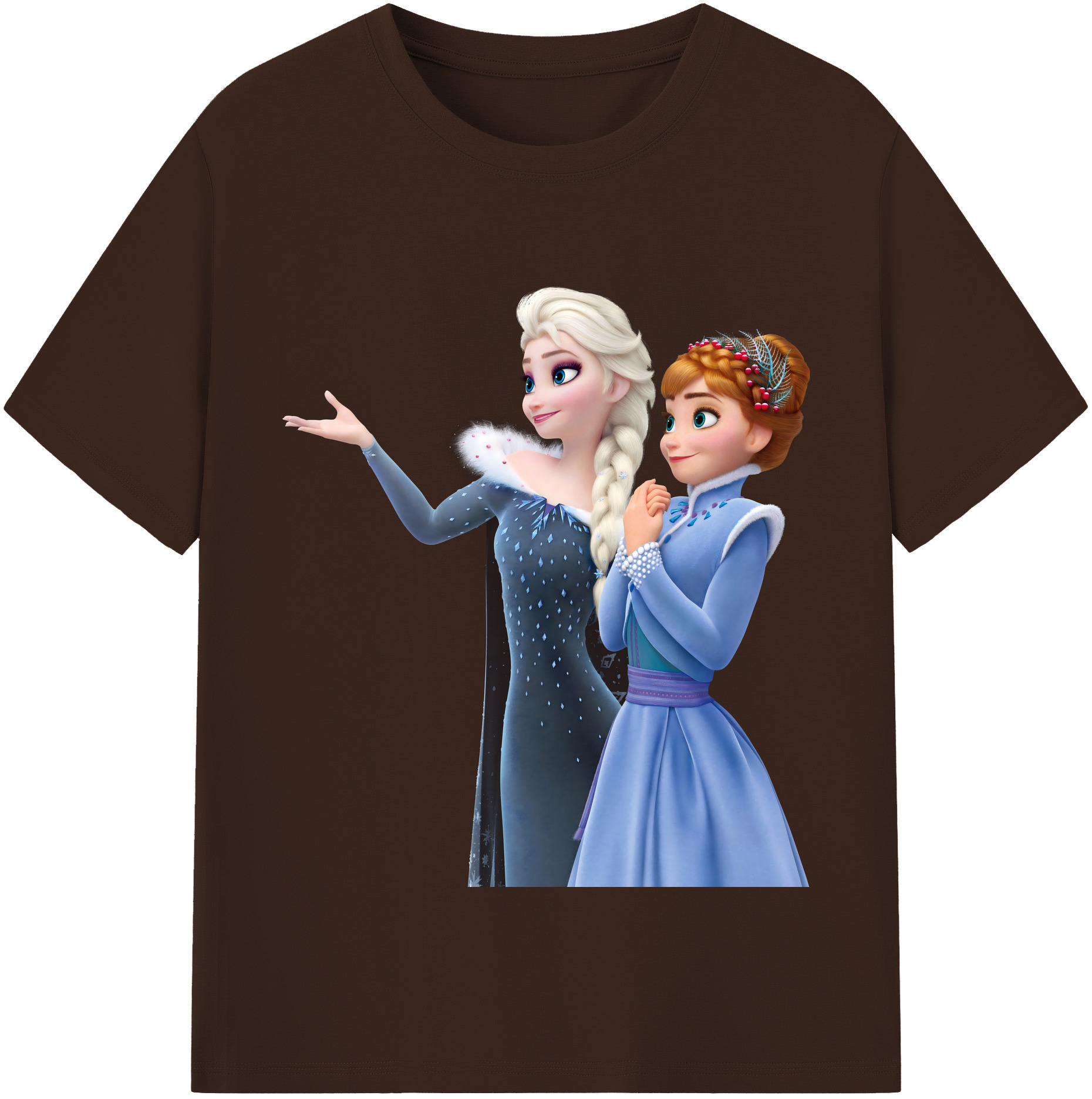 （画像用） アナと雪の女王 アンナ エルサ Frozen Anna Elsa 綿100％半袖Tシャツ（フロントプリント）