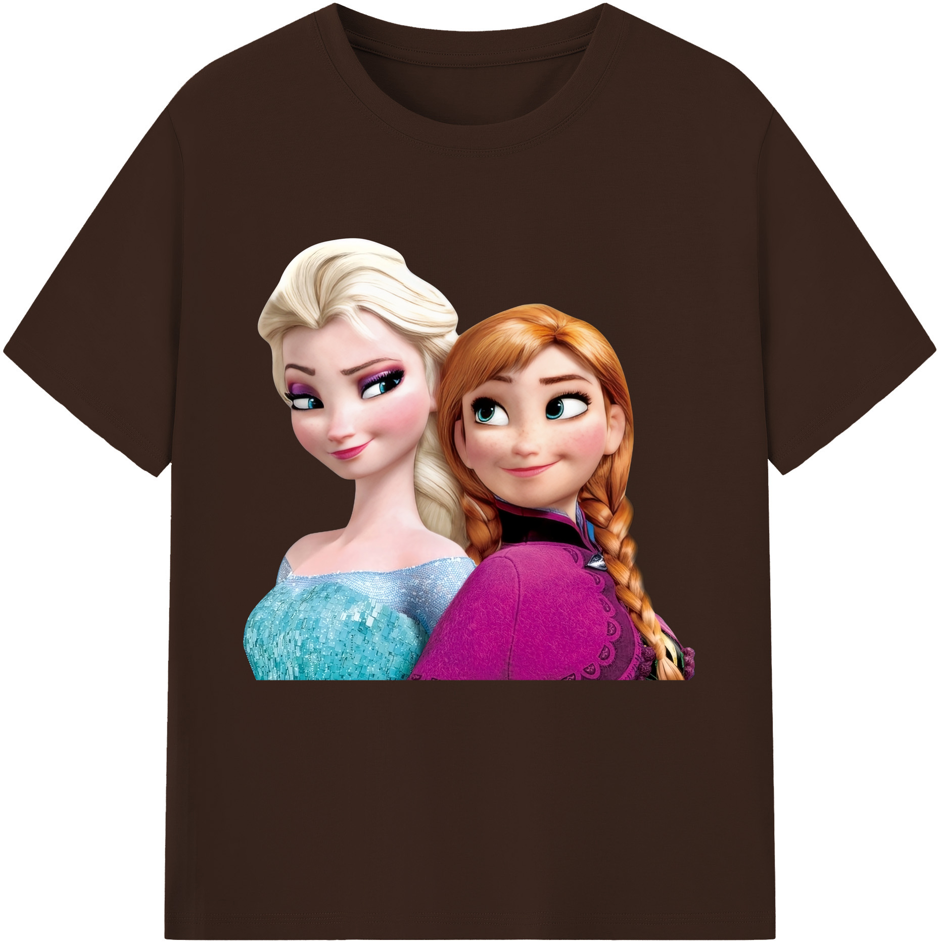 （画像用） アナと雪の女王 アンナ エルサ Frozen Anna Elsa 綿100％半袖Tシャツ（フロントプリント）