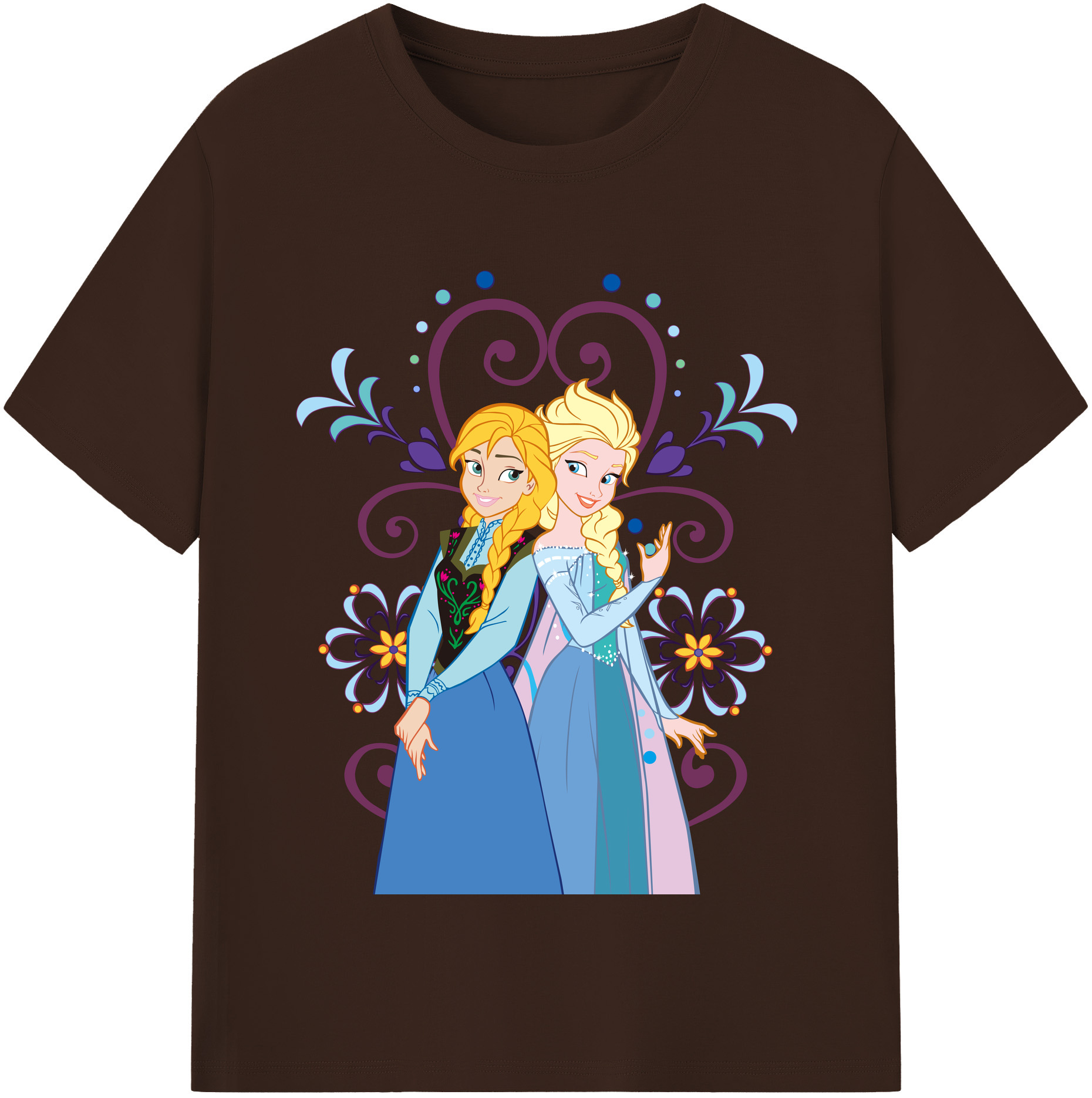 （画像用） アナと雪の女王 アンナ エルサ Frozen Anna Elsa 綿100％半袖Tシャツ（フロントプリント）