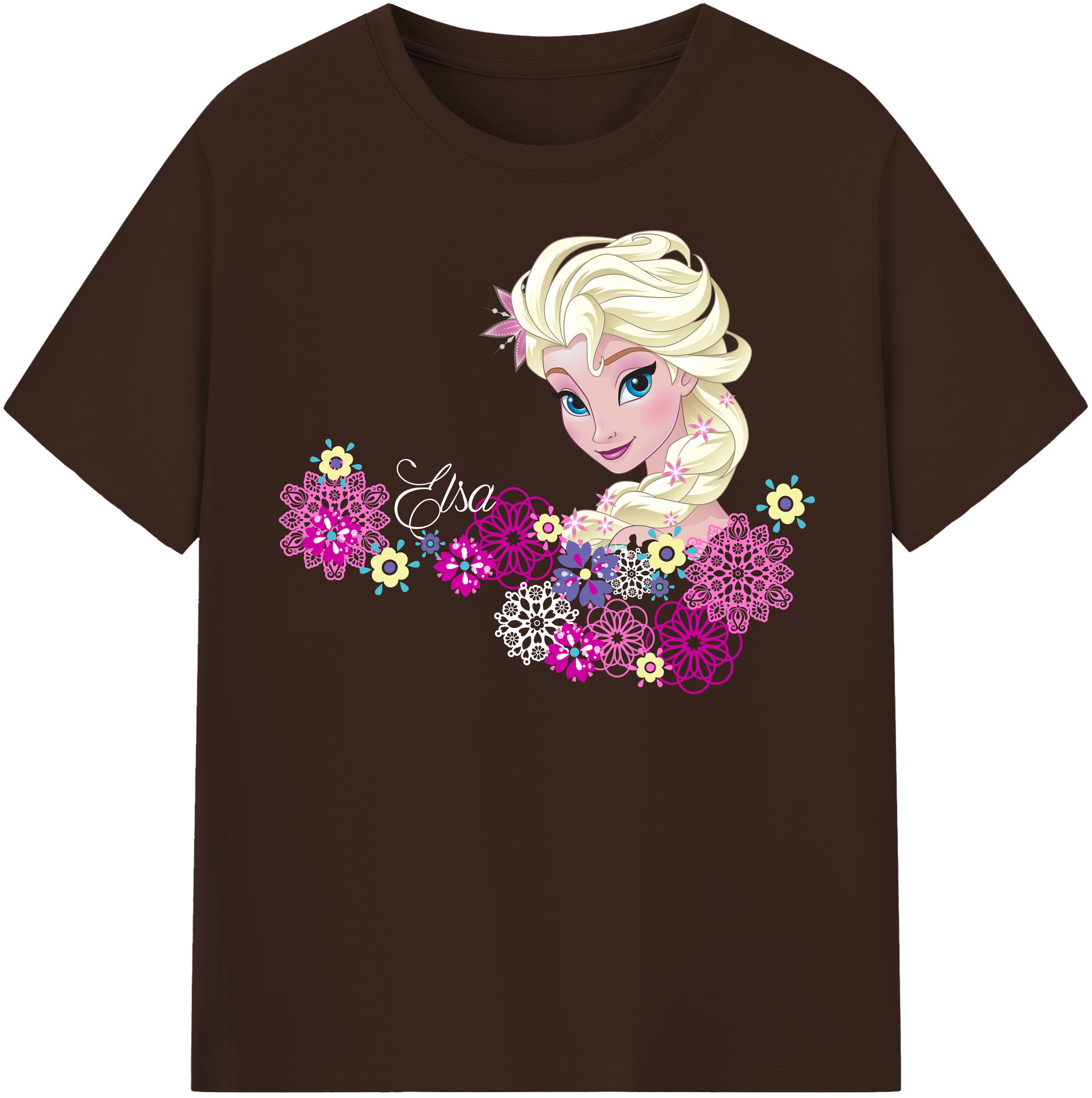 （画像用） アナと雪の女王 アンナ エルサ Frozen Anna Elsa 綿100％半袖Tシャツ（フロントプリント）