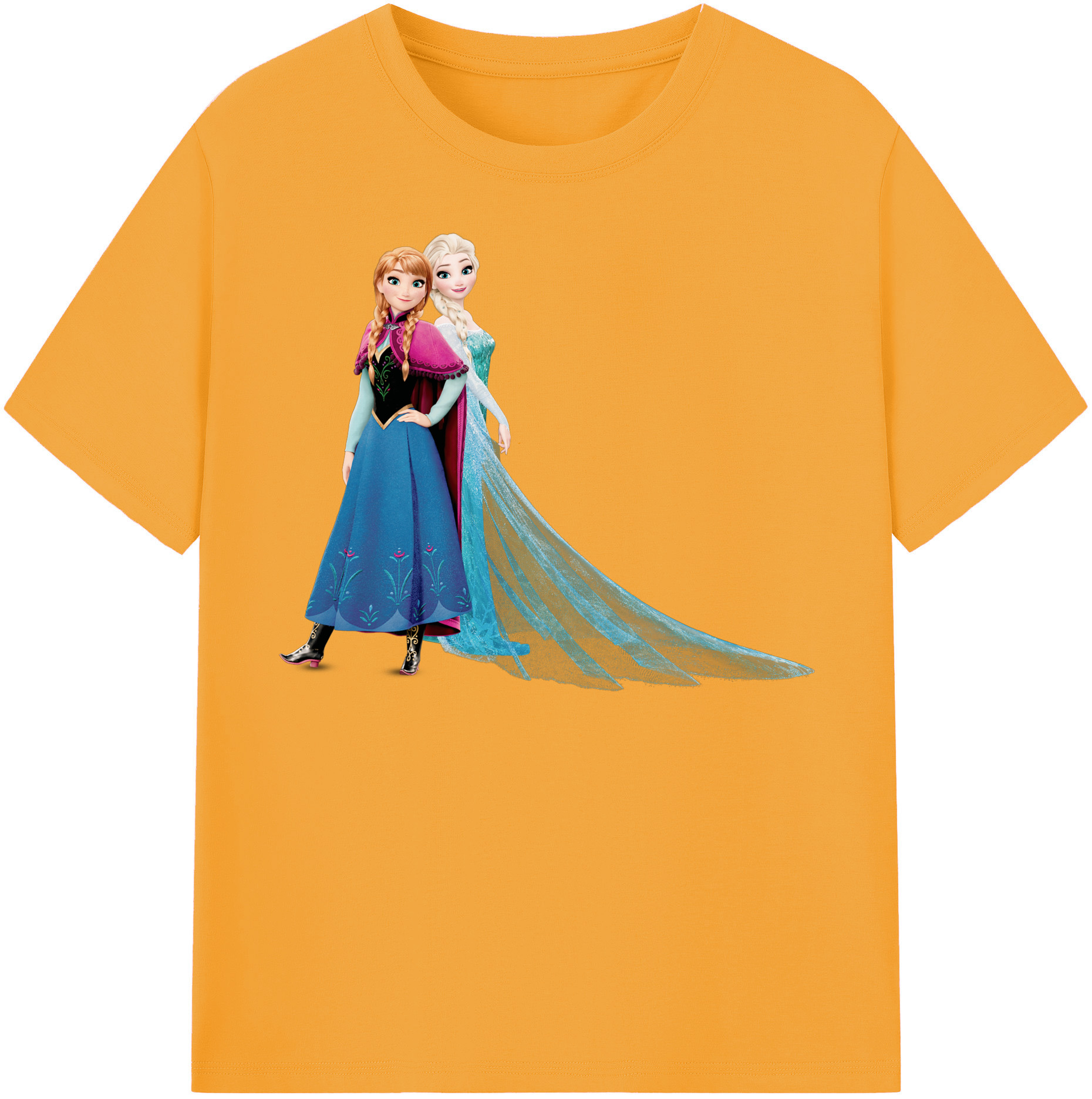 （画像用） アナと雪の女王 アンナ エルサ Frozen Anna Elsa 綿100％半袖Tシャツ（フロントプリント）