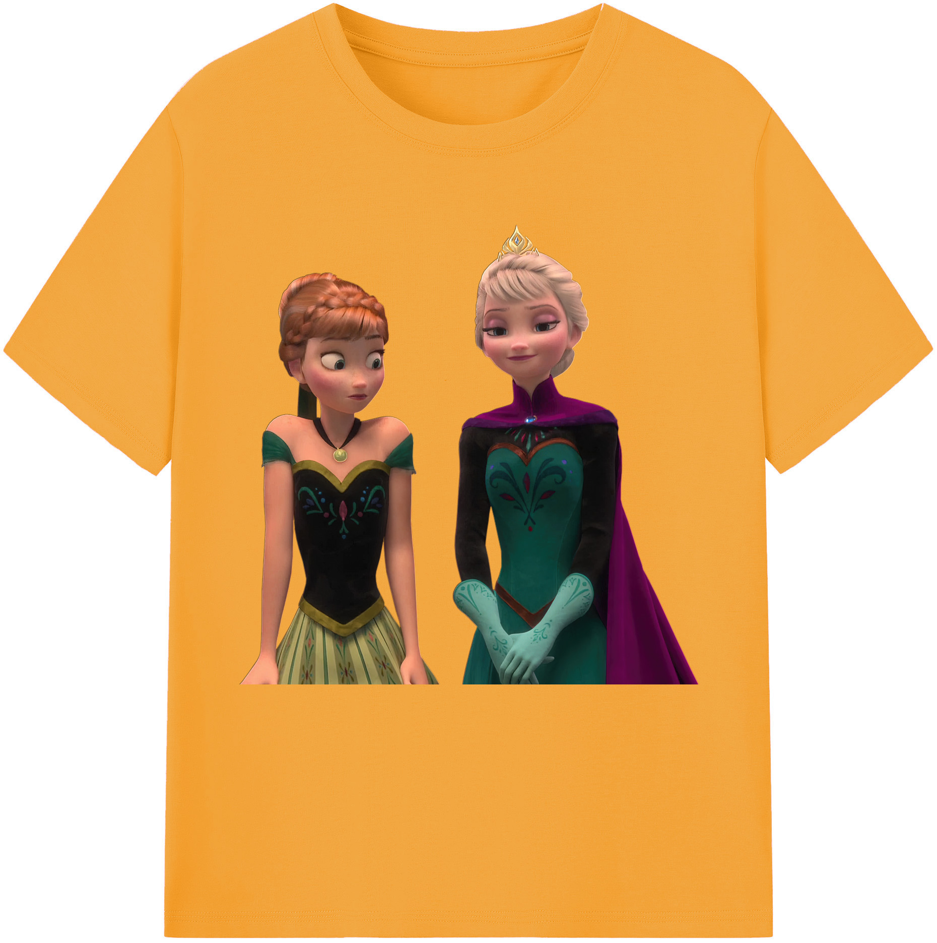 （画像用） アナと雪の女王 アンナ エルサ Frozen Anna Elsa 綿100％半袖Tシャツ（フロントプリント）
