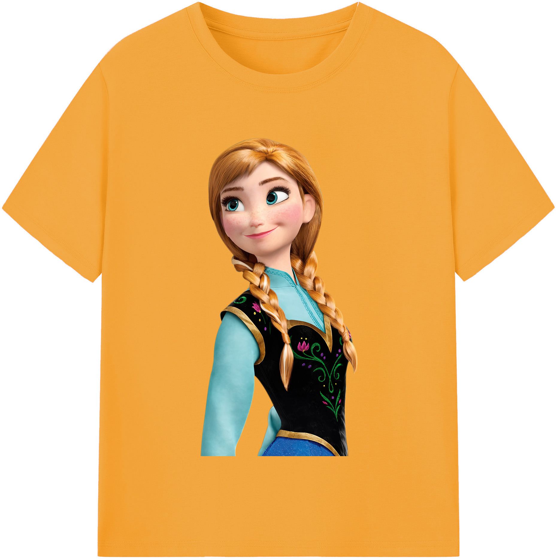 （画像用） アナと雪の女王 アンナ エルサ Frozen Anna Elsa 綿100％半袖Tシャツ（フロントプリント）