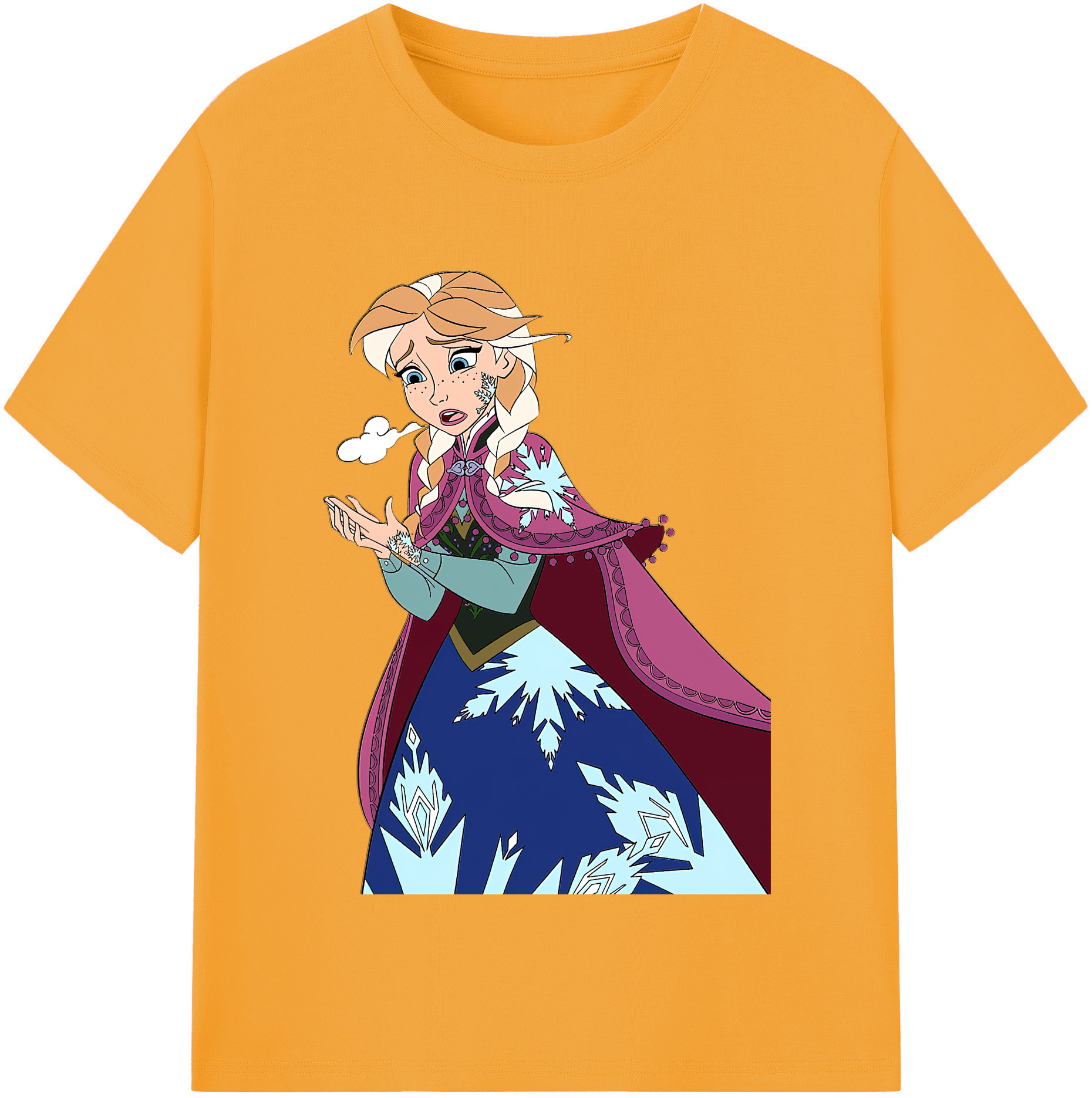 （画像用） アナと雪の女王 アンナ エルサ Frozen Anna Elsa 綿100％半袖Tシャツ（フロントプリント）