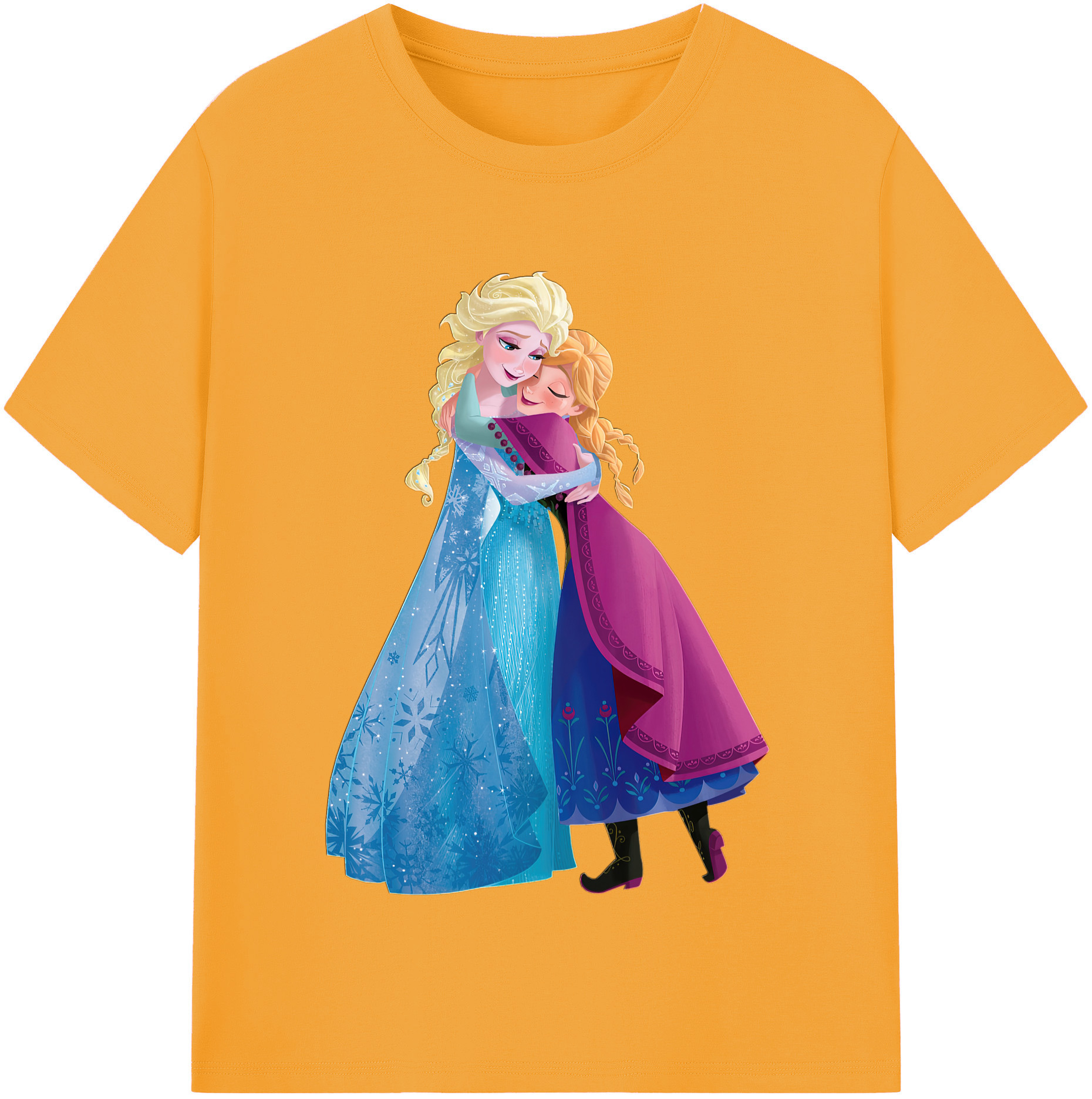 （画像用） アナと雪の女王 アンナ エルサ Frozen Anna Elsa 綿100％半袖Tシャツ（フロントプリント）