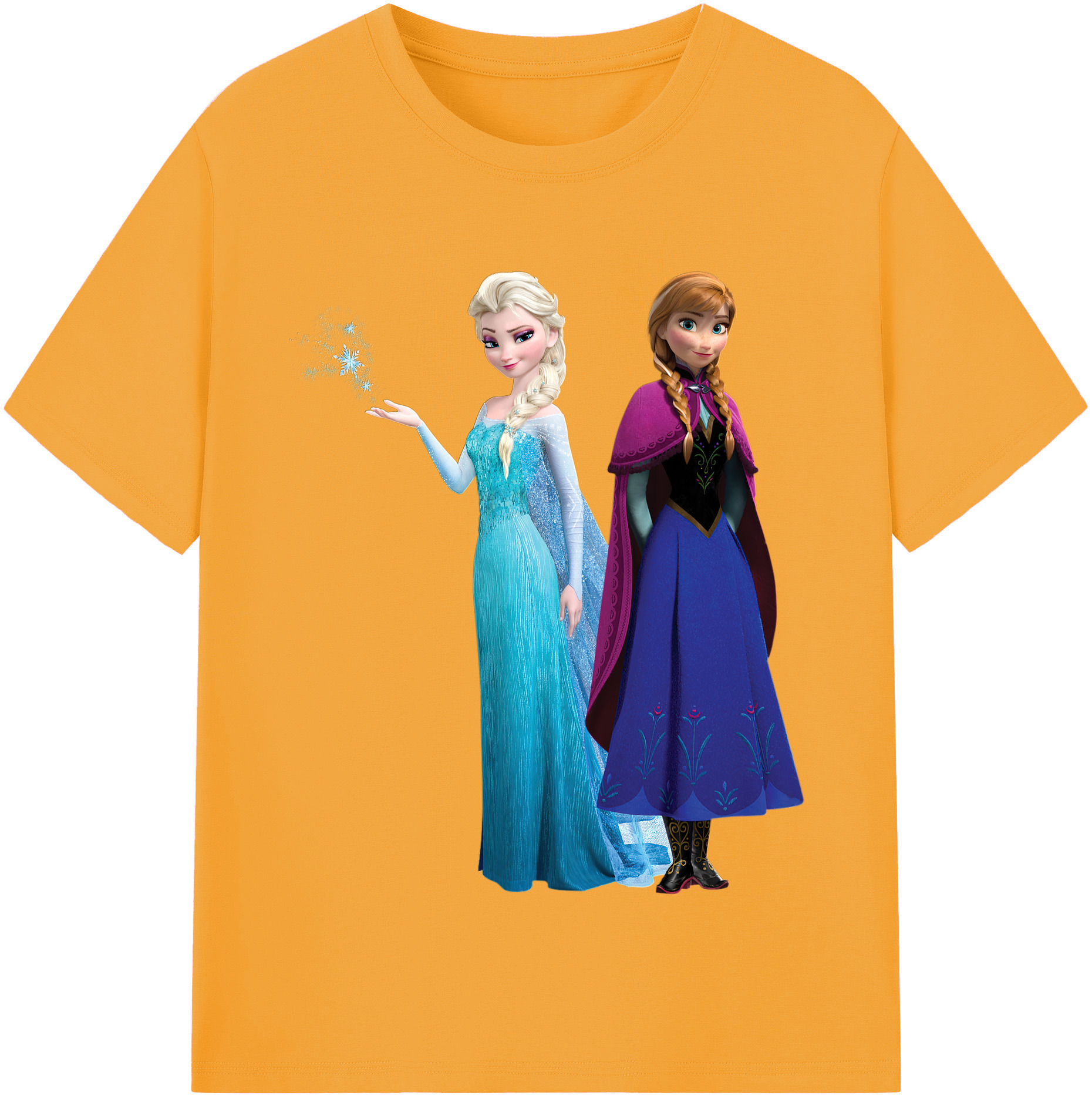 （画像用） アナと雪の女王 アンナ エルサ Frozen Anna Elsa 綿100％半袖Tシャツ（フロントプリント）