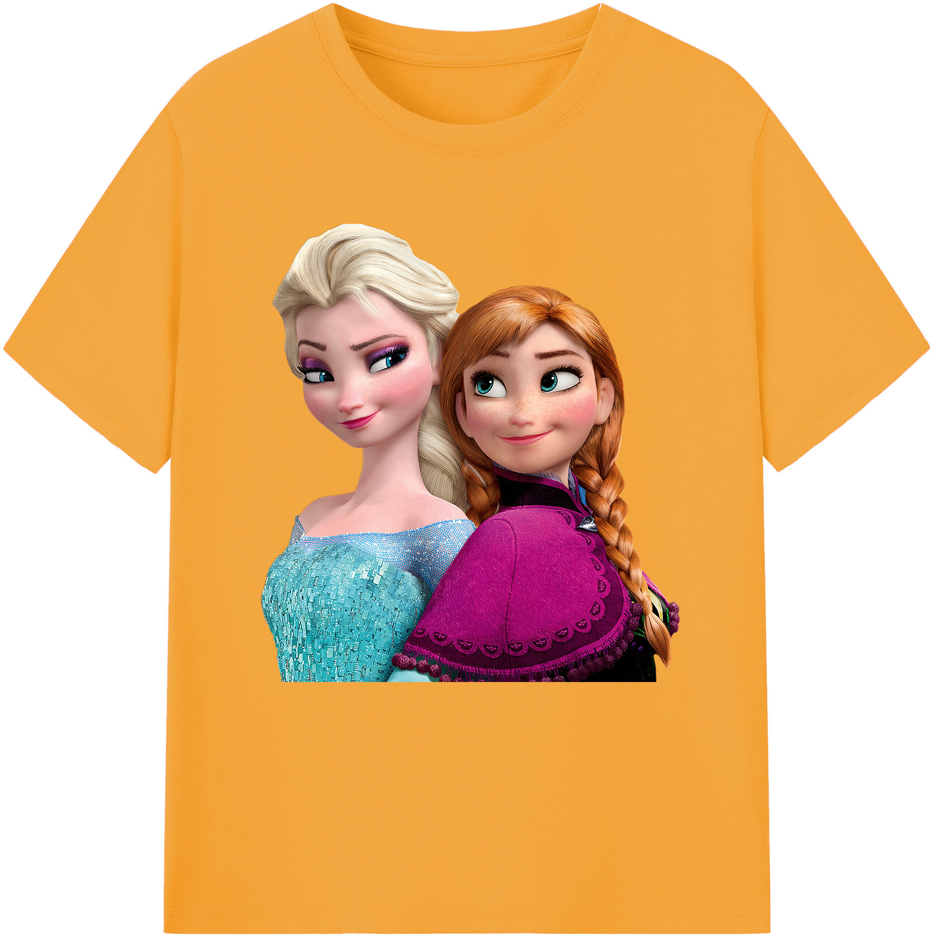（画像用） アナと雪の女王 アンナ エルサ Frozen Anna Elsa 綿100％半袖Tシャツ（フロントプリント）