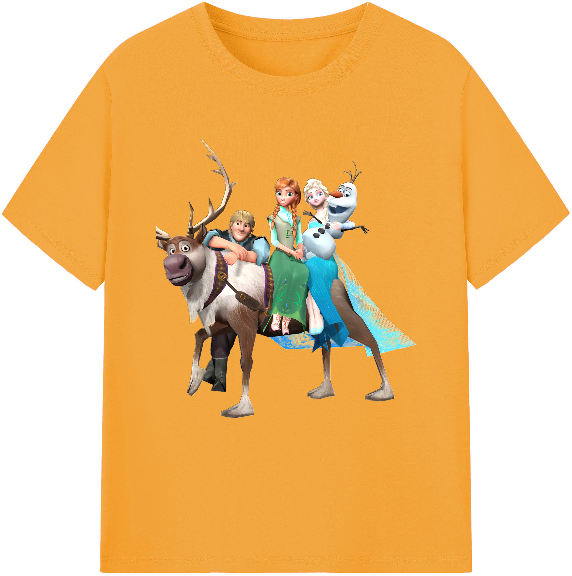 （画像用） アナと雪の女王 アンナ エルサ Frozen Anna Elsa 綿100％半袖Tシャツ（フロントプリント）