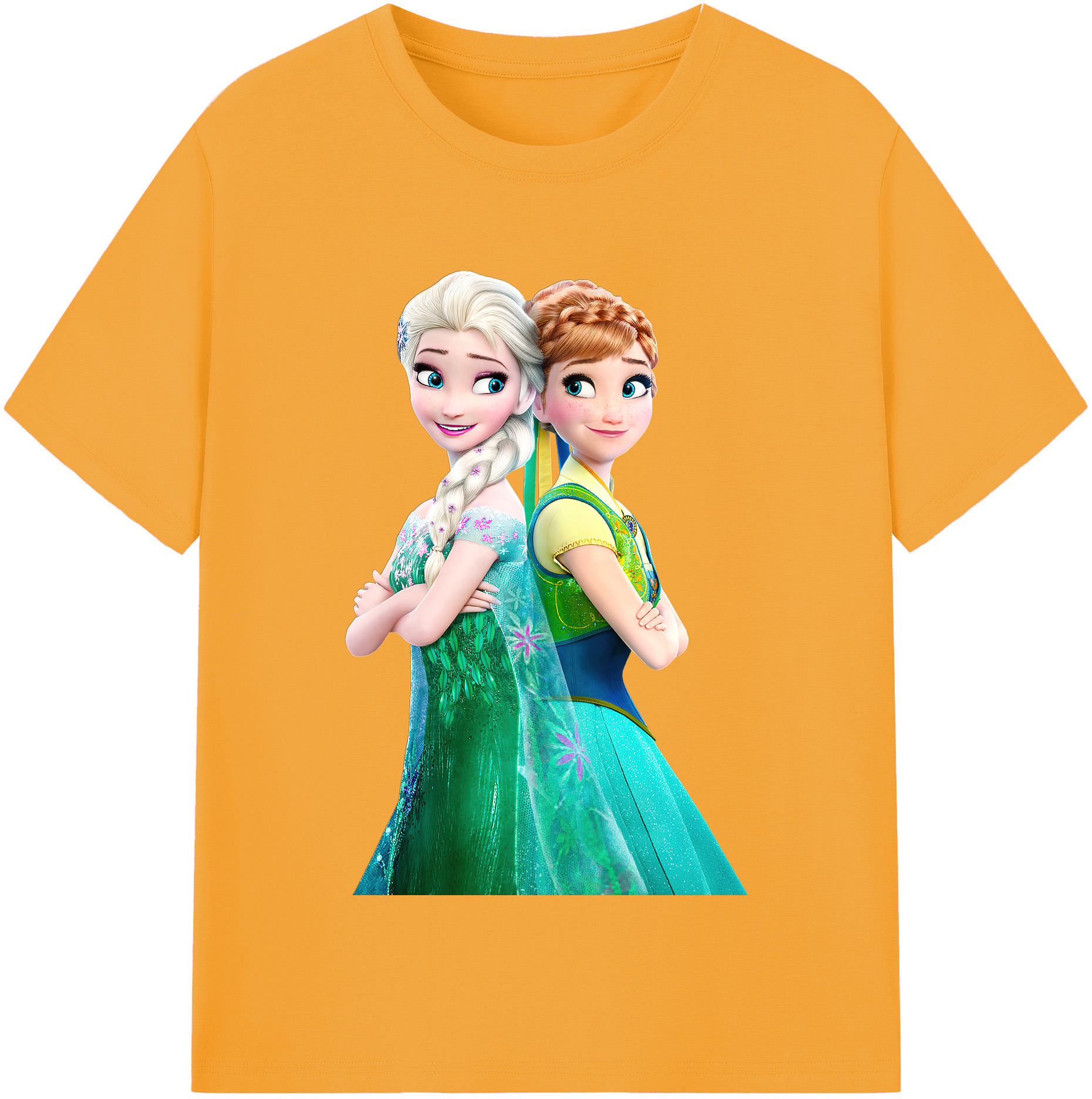 （画像用） アナと雪の女王 アンナ エルサ Frozen Anna Elsa 綿100％半袖Tシャツ（フロントプリント）