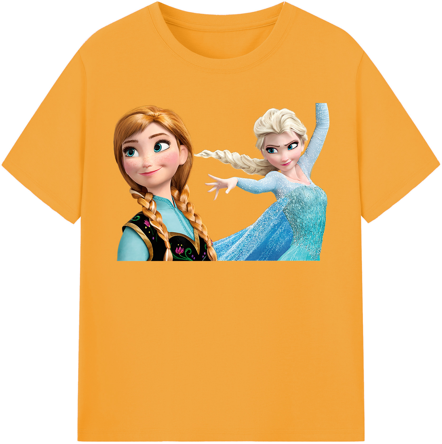 （画像用） アナと雪の女王 アンナ エルサ Frozen Anna Elsa 綿100％半袖Tシャツ（フロントプリント）