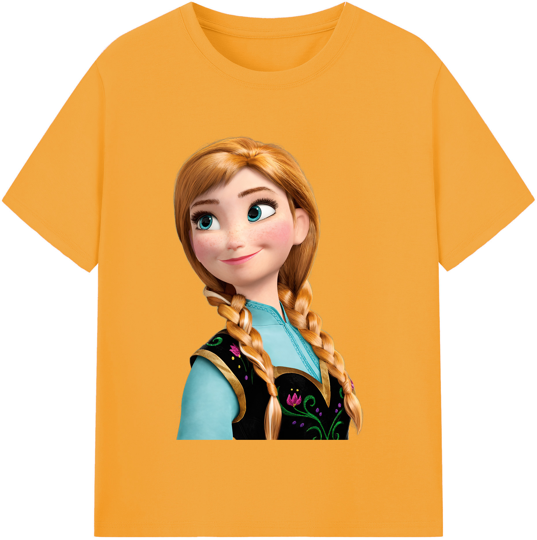 （画像用） アナと雪の女王 アンナ エルサ Frozen Anna Elsa 綿100％半袖Tシャツ（フロントプリント）