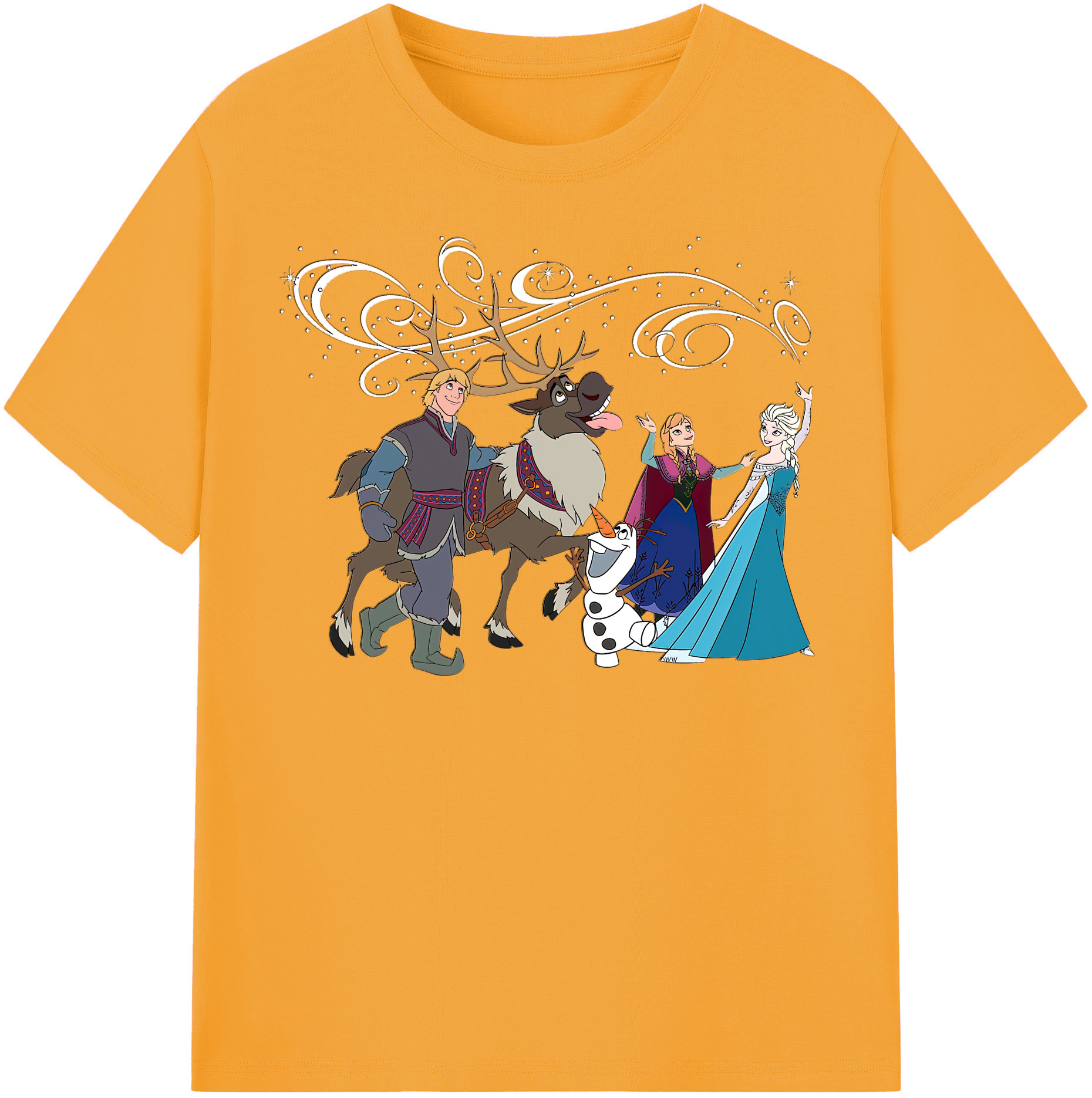 （画像用） アナと雪の女王 アンナ エルサ Frozen Anna Elsa 綿100％半袖Tシャツ（フロントプリント）