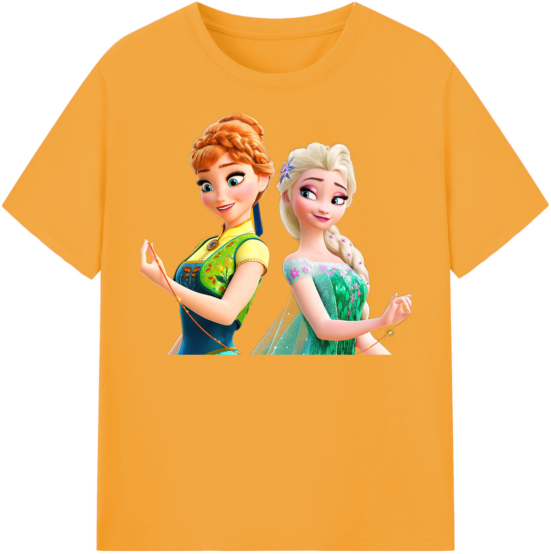 （画像用） アナと雪の女王 アンナ エルサ Frozen Anna Elsa 綿100％半袖Tシャツ（フロントプリント）