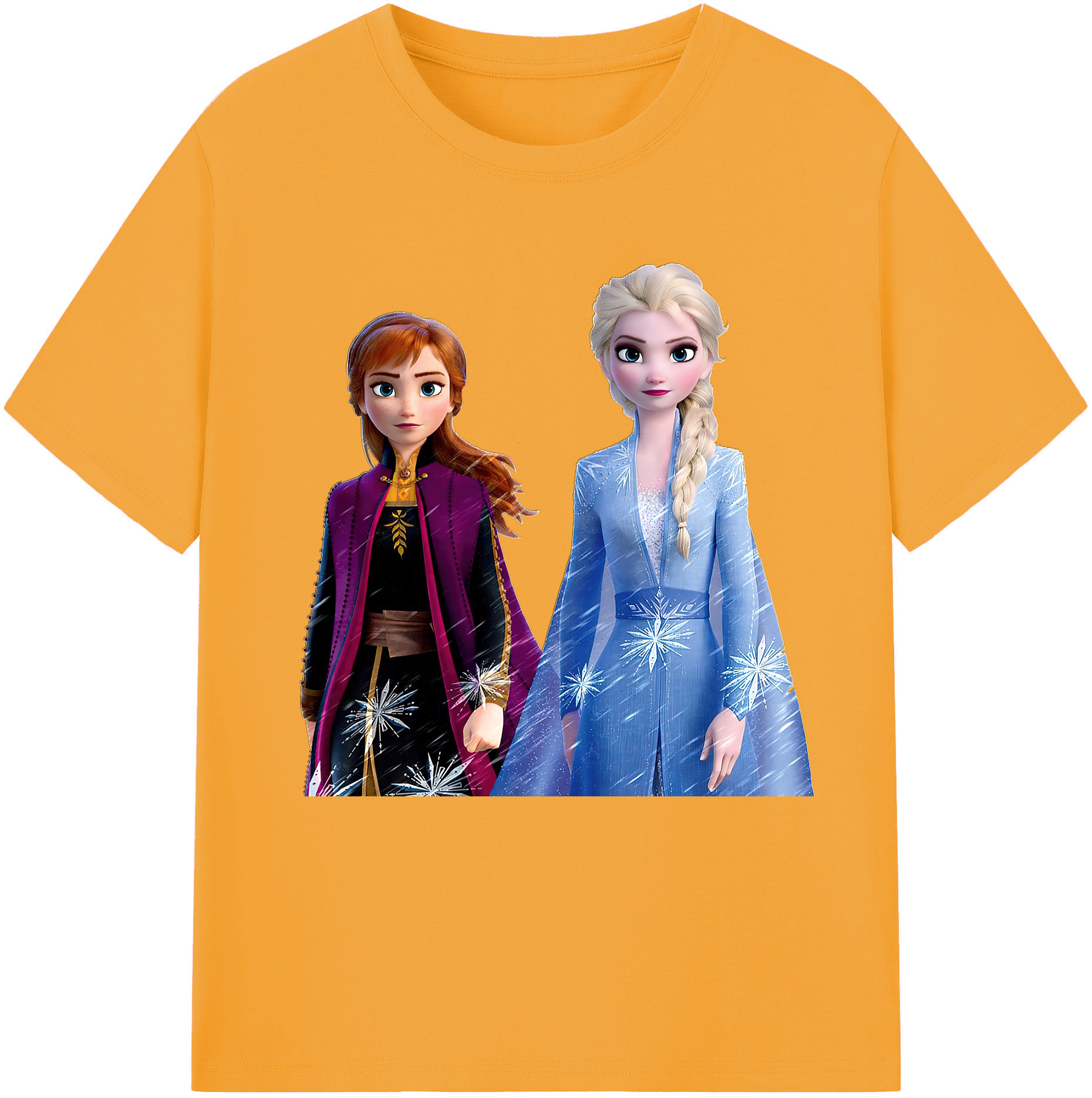 （画像用） アナと雪の女王 アンナ エルサ Frozen Anna Elsa 綿100％半袖Tシャツ（フロントプリント）