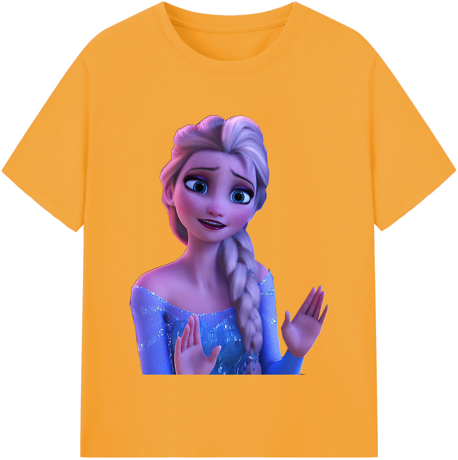 （画像用） アナと雪の女王 アンナ エルサ Frozen Anna Elsa 綿100％半袖Tシャツ（フロントプリント）