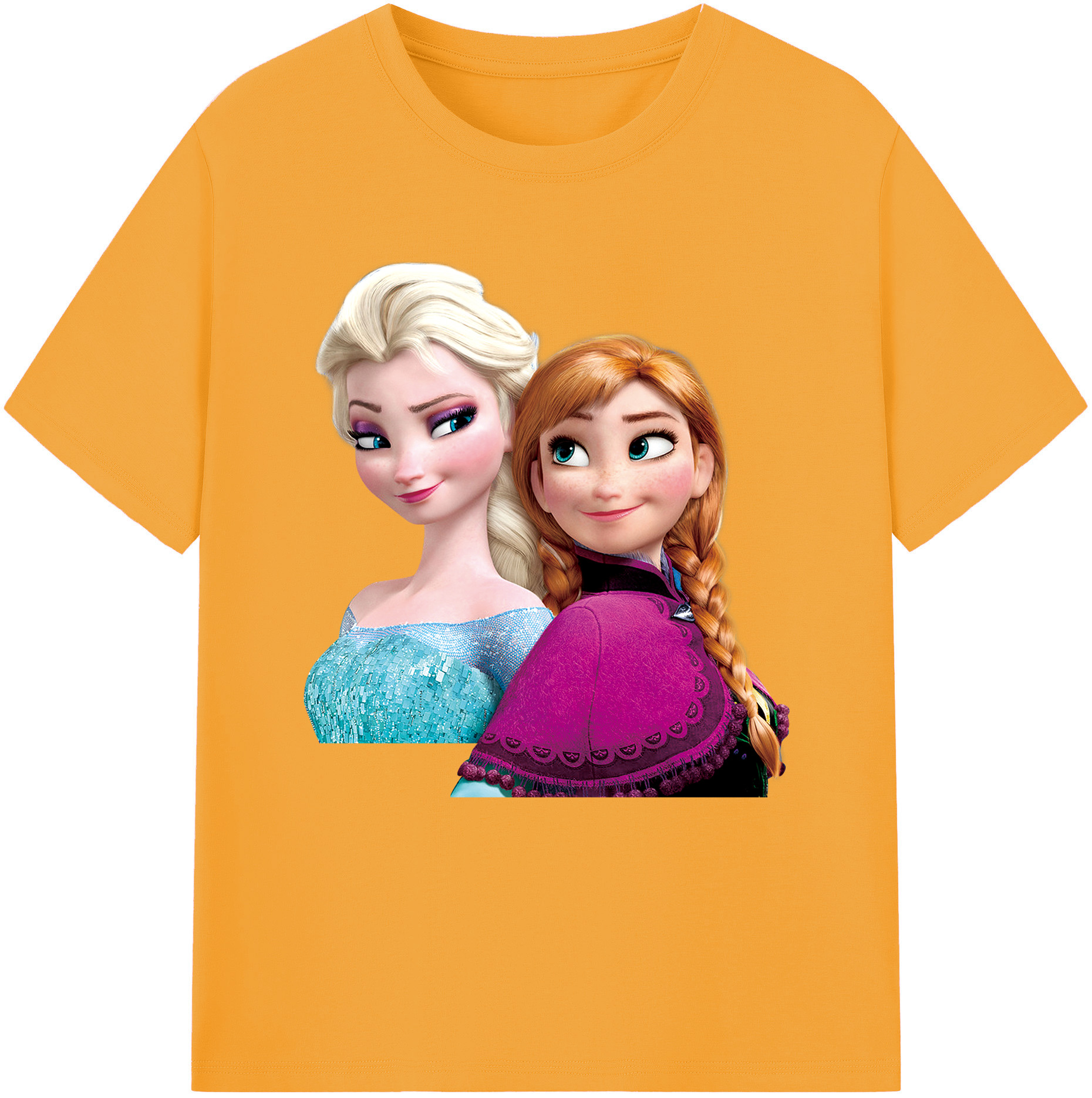 （画像用） アナと雪の女王 アンナ エルサ Frozen Anna Elsa 綿100％半袖Tシャツ（フロントプリント）