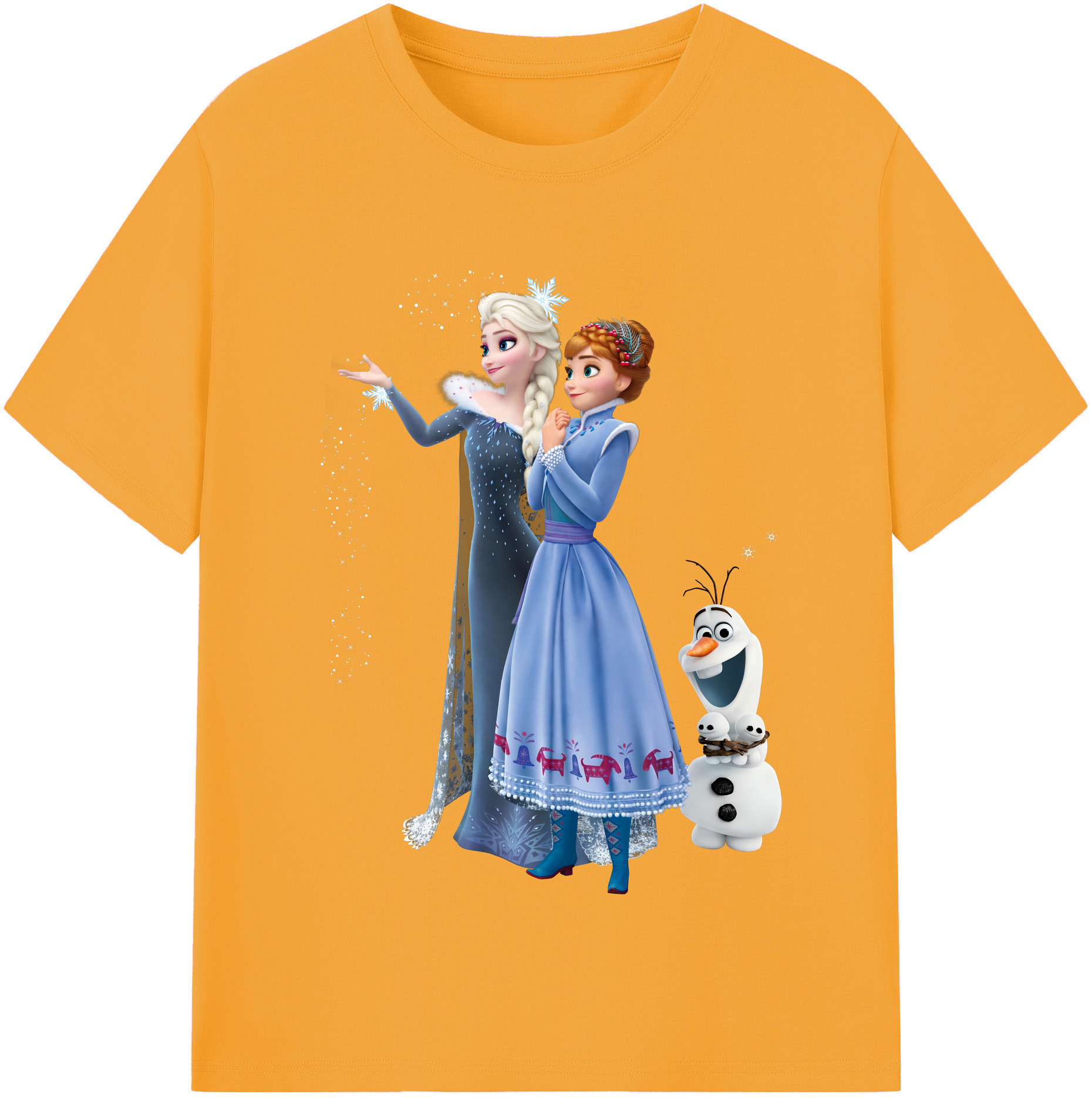 （画像用） アナと雪の女王 アンナ エルサ Frozen Anna Elsa 綿100％半袖Tシャツ（フロントプリント）