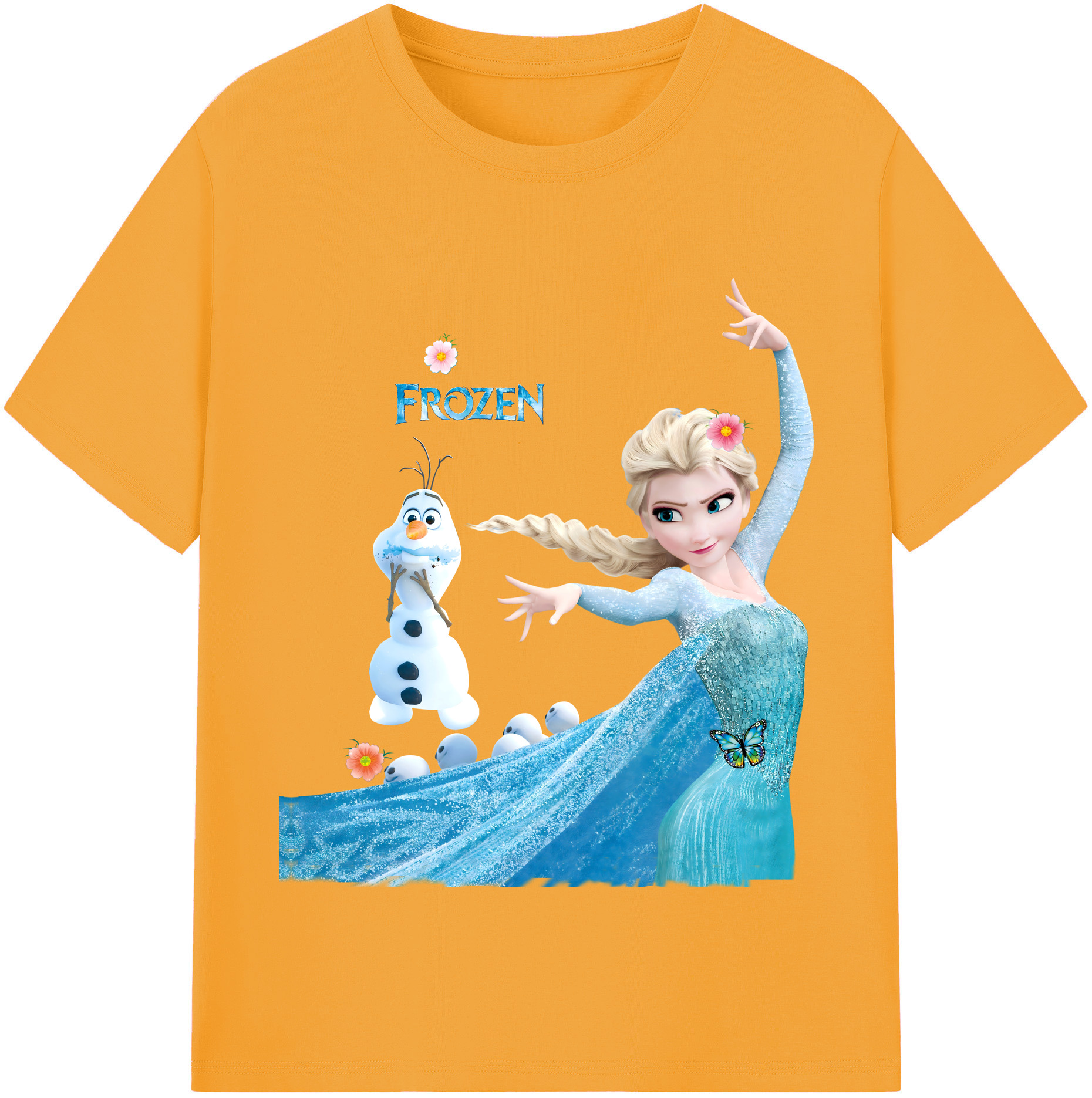 （画像用） アナと雪の女王 アンナ エルサ Frozen Anna Elsa 綿100％半袖Tシャツ（フロントプリント）