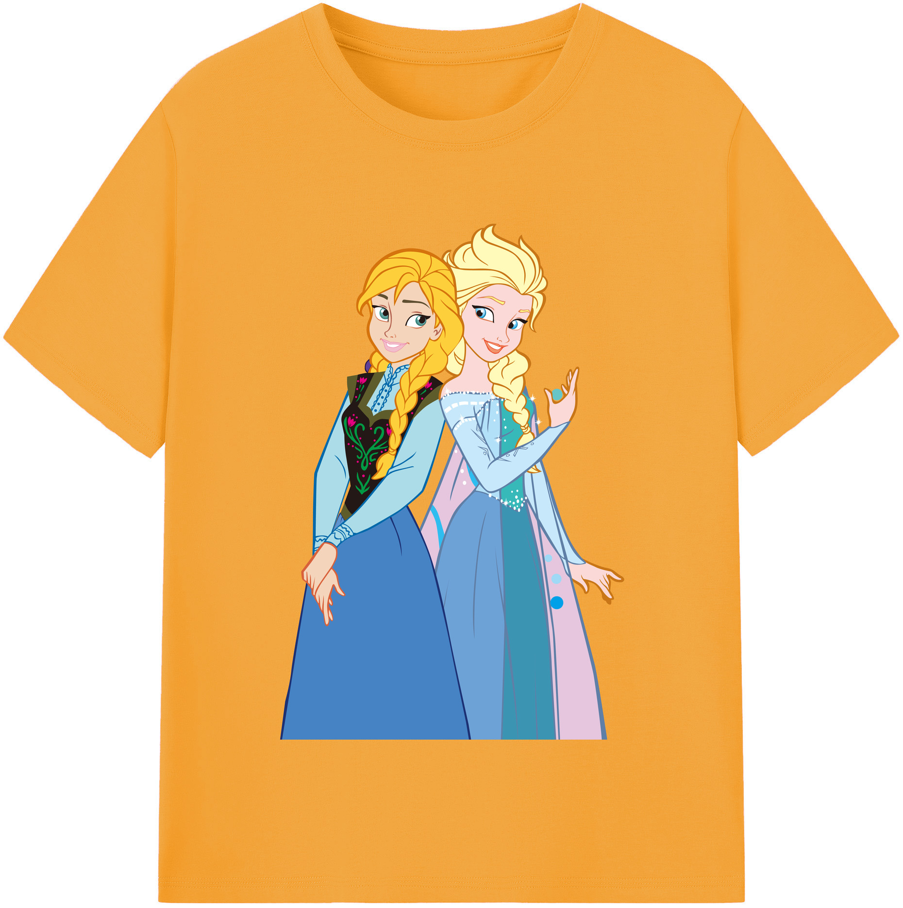 （画像用） アナと雪の女王 アンナ エルサ Frozen Anna Elsa 綿100％半袖Tシャツ（フロントプリント）
