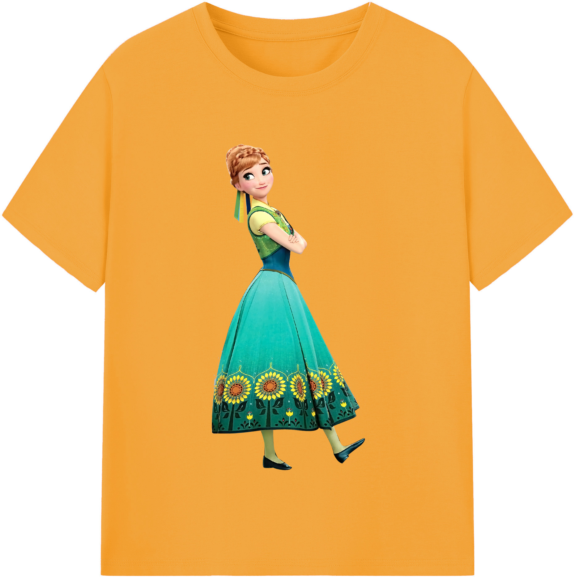 （画像用） アナと雪の女王 アンナ エルサ Frozen Anna Elsa 綿100％半袖Tシャツ（フロントプリント）