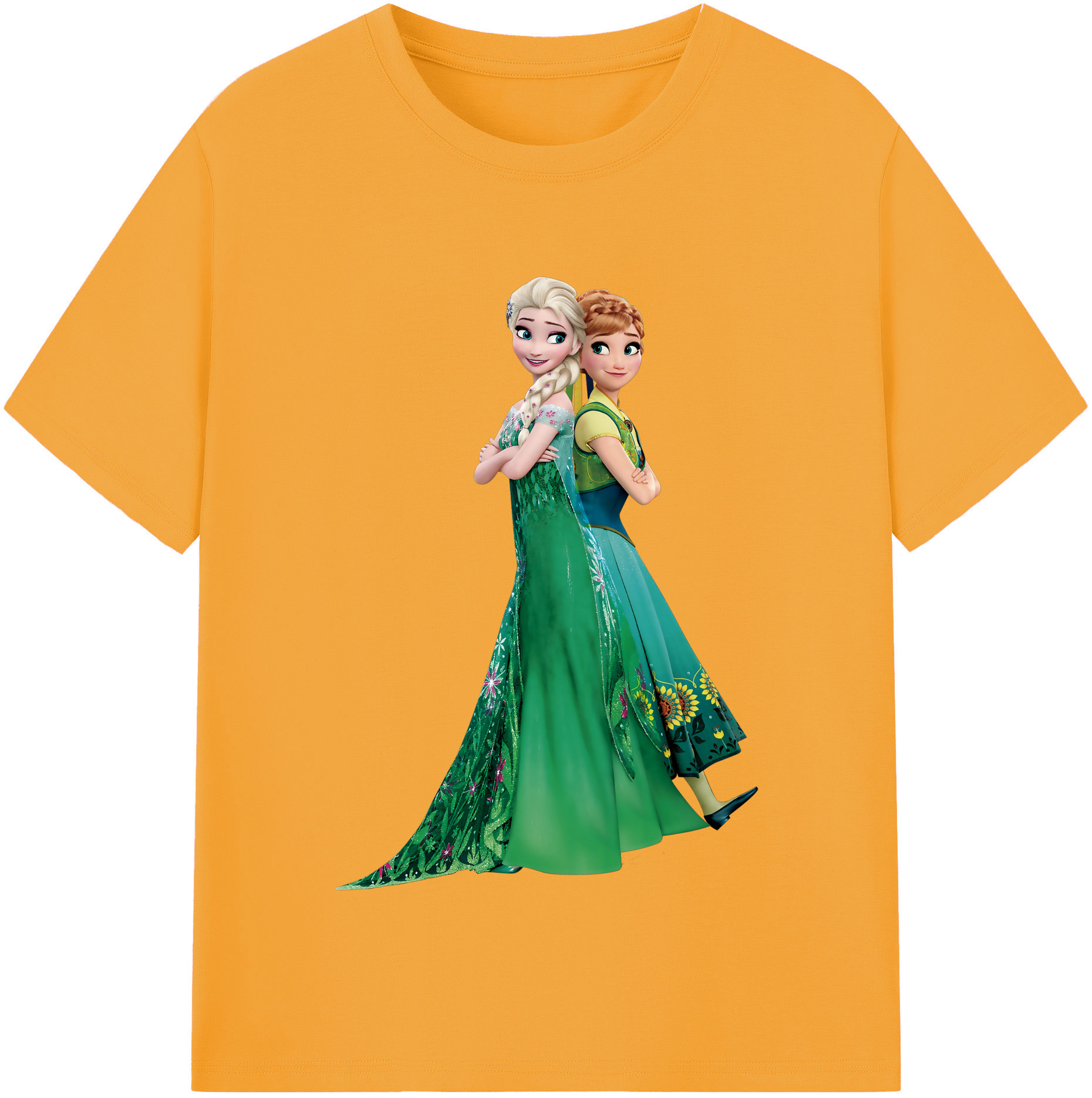 （画像用） アナと雪の女王 アンナ エルサ Frozen Anna Elsa 綿100％半袖Tシャツ（フロントプリント）