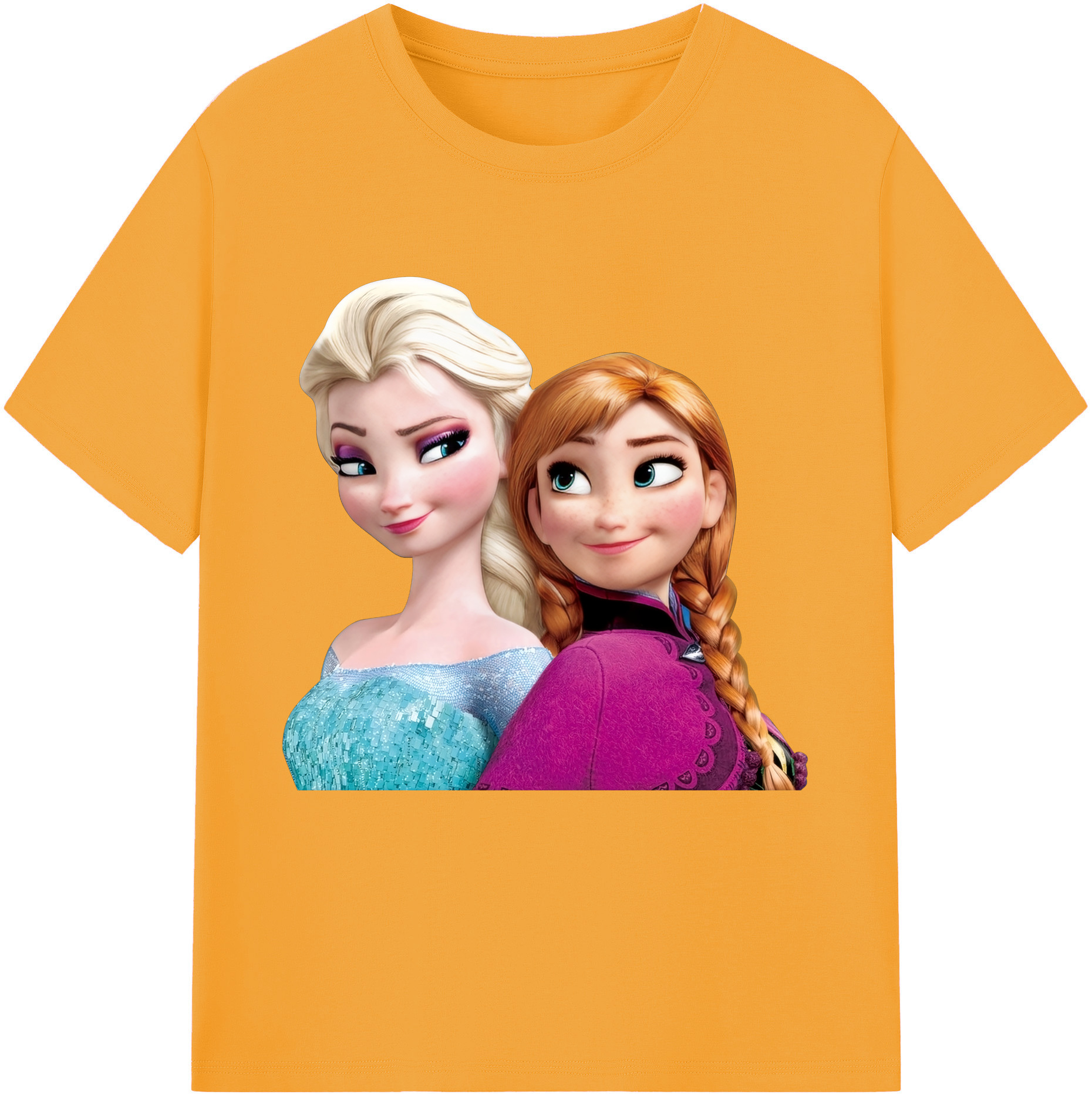 （画像用） アナと雪の女王 アンナ エルサ Frozen Anna Elsa 綿100％半袖Tシャツ（フロントプリント）