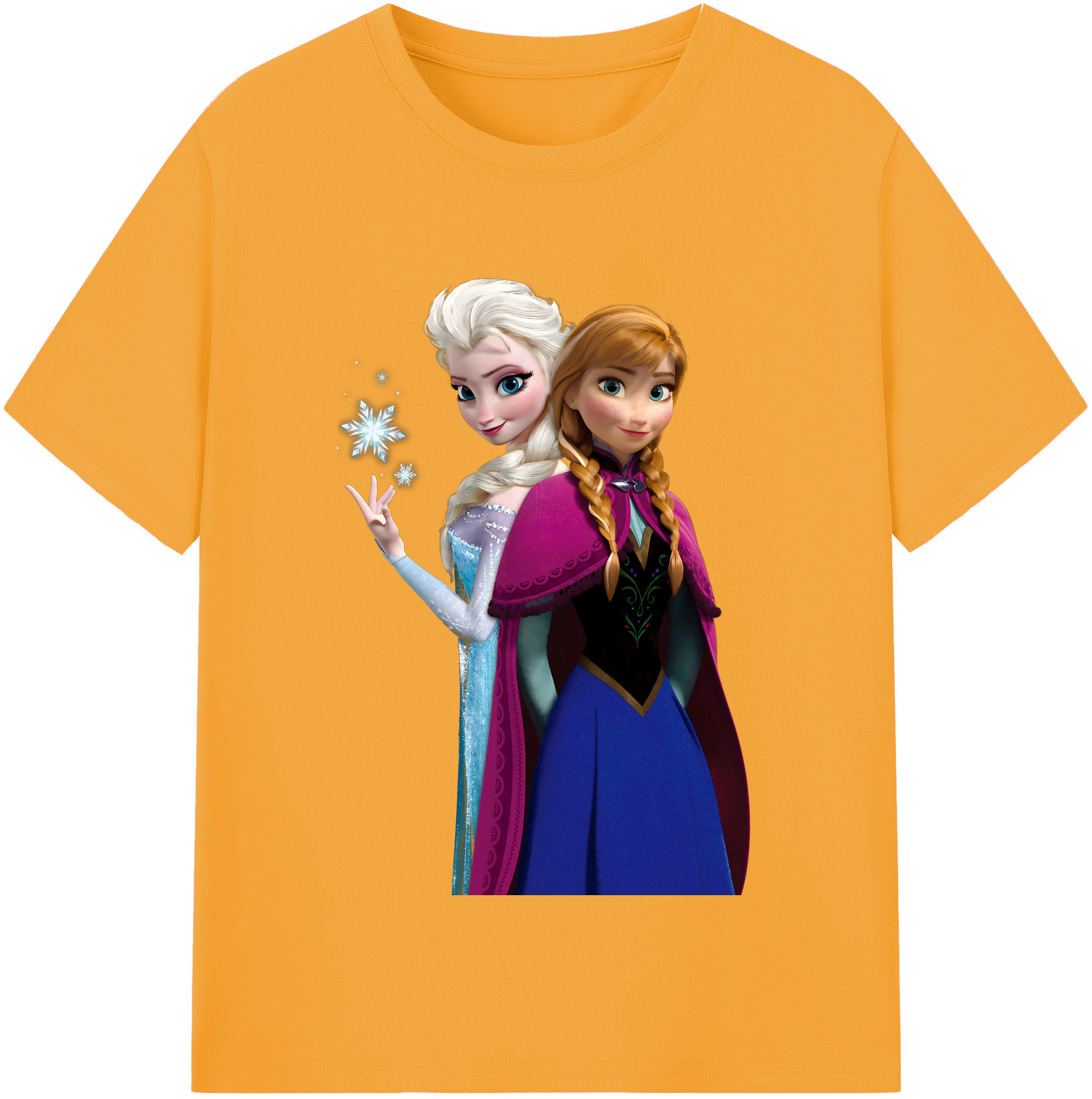 （画像用） アナと雪の女王 アンナ エルサ Frozen Anna Elsa 綿100％半袖Tシャツ（フロントプリント）