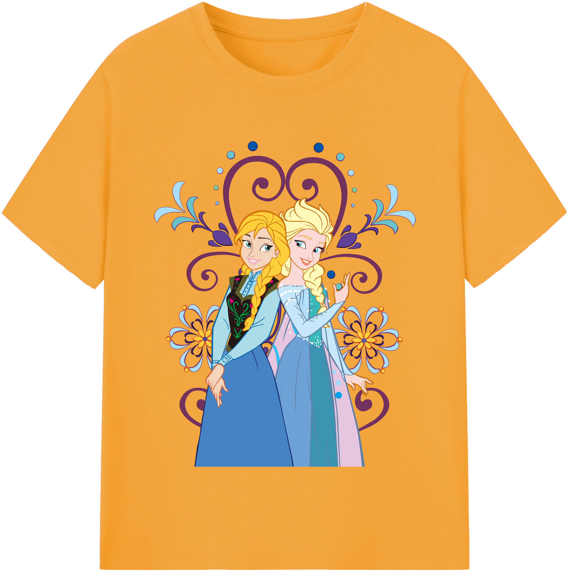（画像用） アナと雪の女王 アンナ エルサ Frozen Anna Elsa 綿100％半袖Tシャツ（フロントプリント）