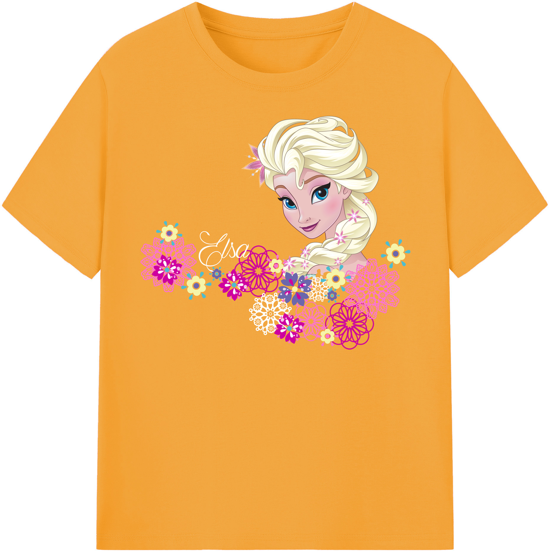 （画像用） アナと雪の女王 アンナ エルサ Frozen Anna Elsa 綿100％半袖Tシャツ（フロントプリント）