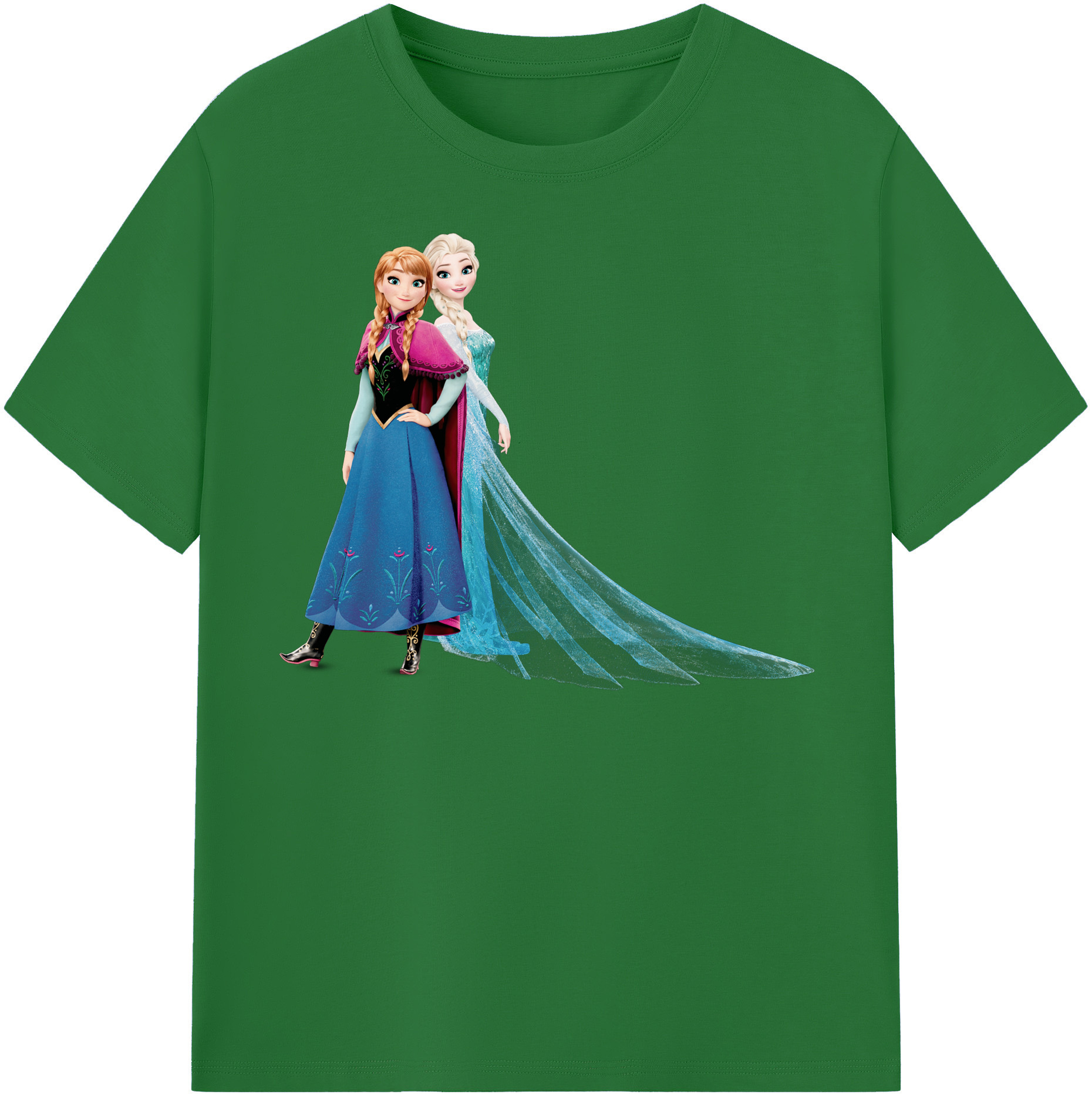 （画像用） アナと雪の女王 アンナ エルサ Frozen Anna Elsa 綿100％半袖Tシャツ（フロントプリント）