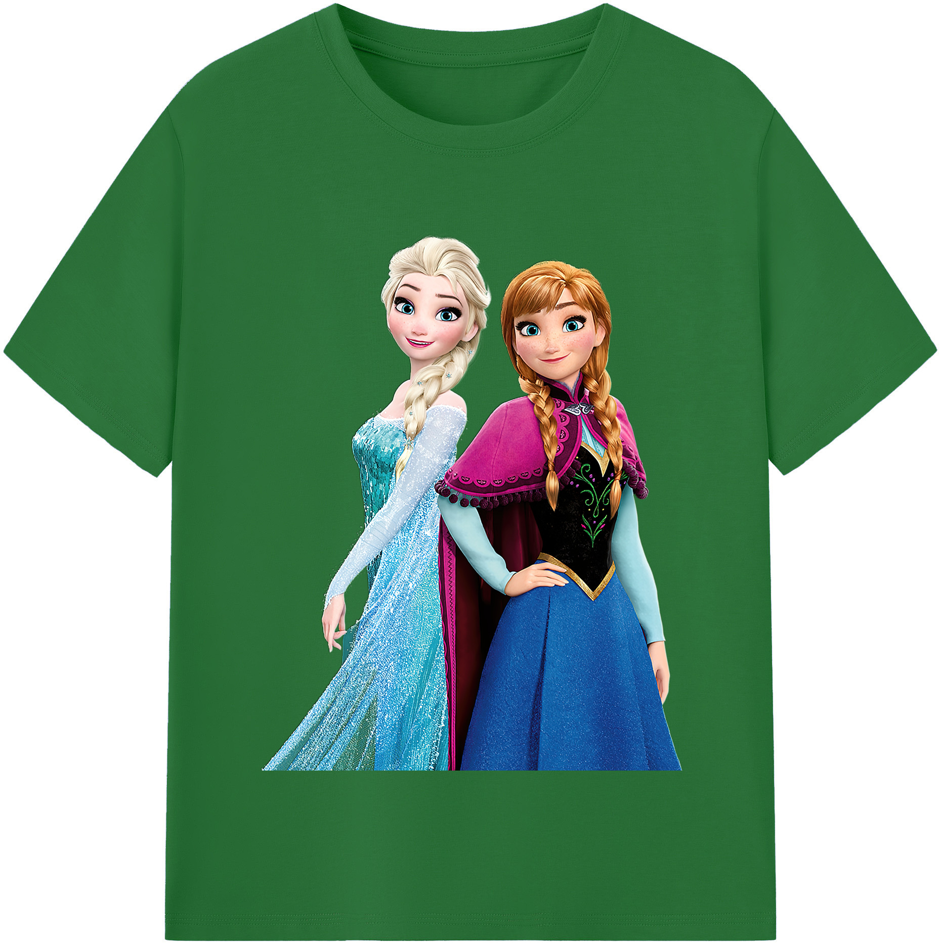 （画像用） アナと雪の女王 アンナ エルサ Frozen Anna Elsa 綿100％半袖Tシャツ（フロントプリント）