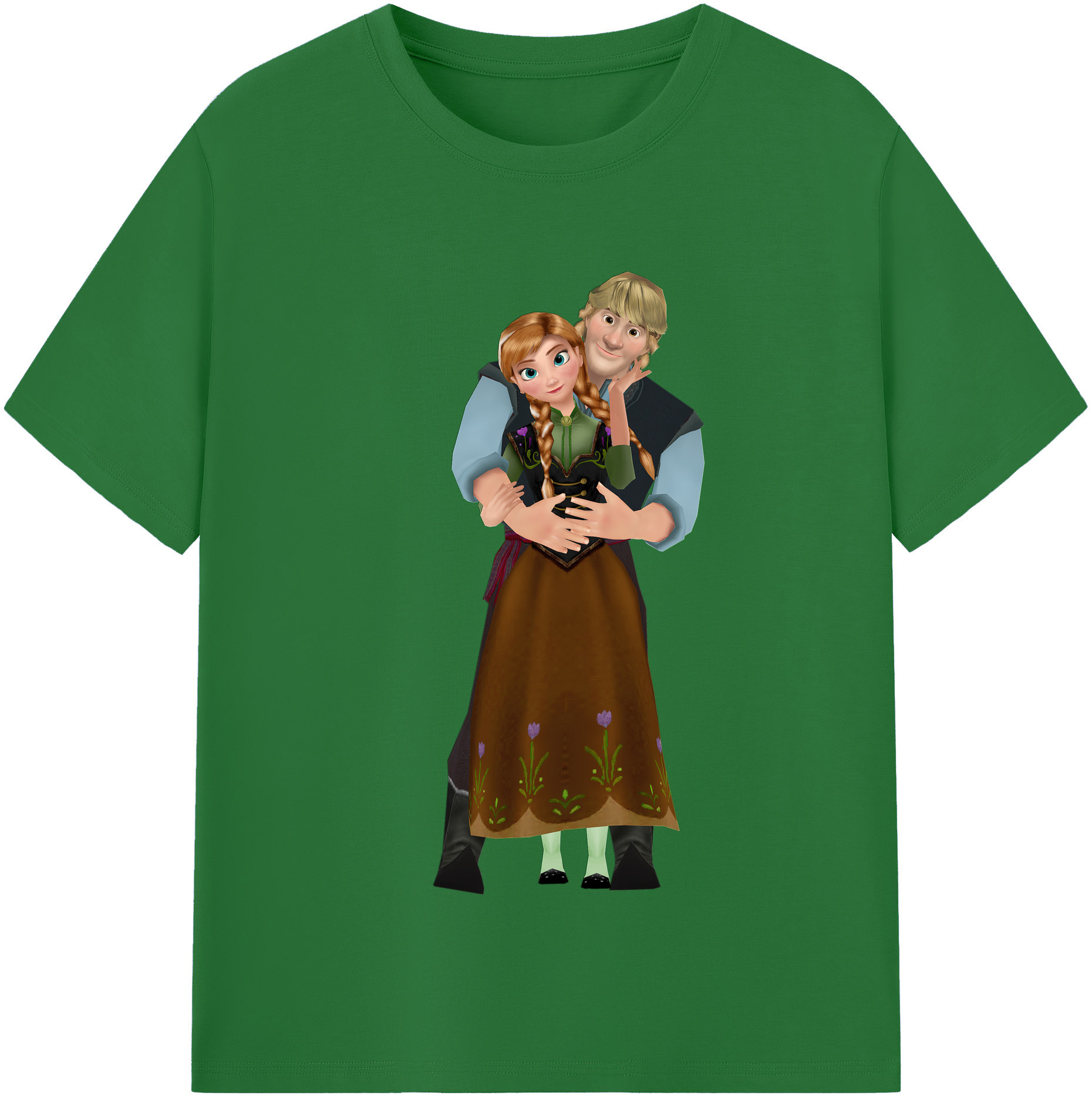 （画像用） アナと雪の女王 アンナ エルサ Frozen Anna Elsa 綿100％半袖Tシャツ（フロントプリント）