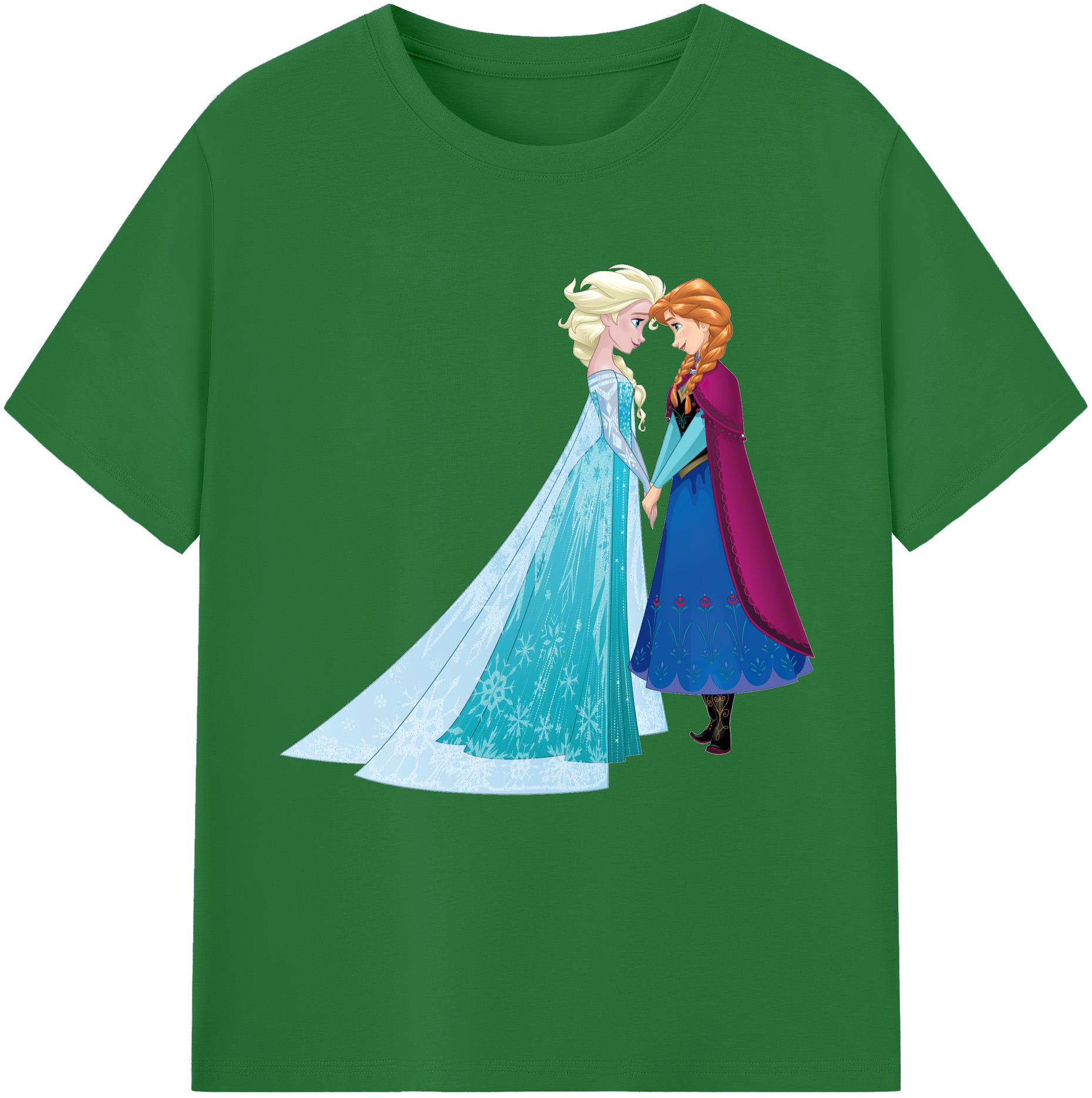（画像用） アナと雪の女王 アンナ エルサ Frozen Anna Elsa 綿100％半袖Tシャツ（フロントプリント）