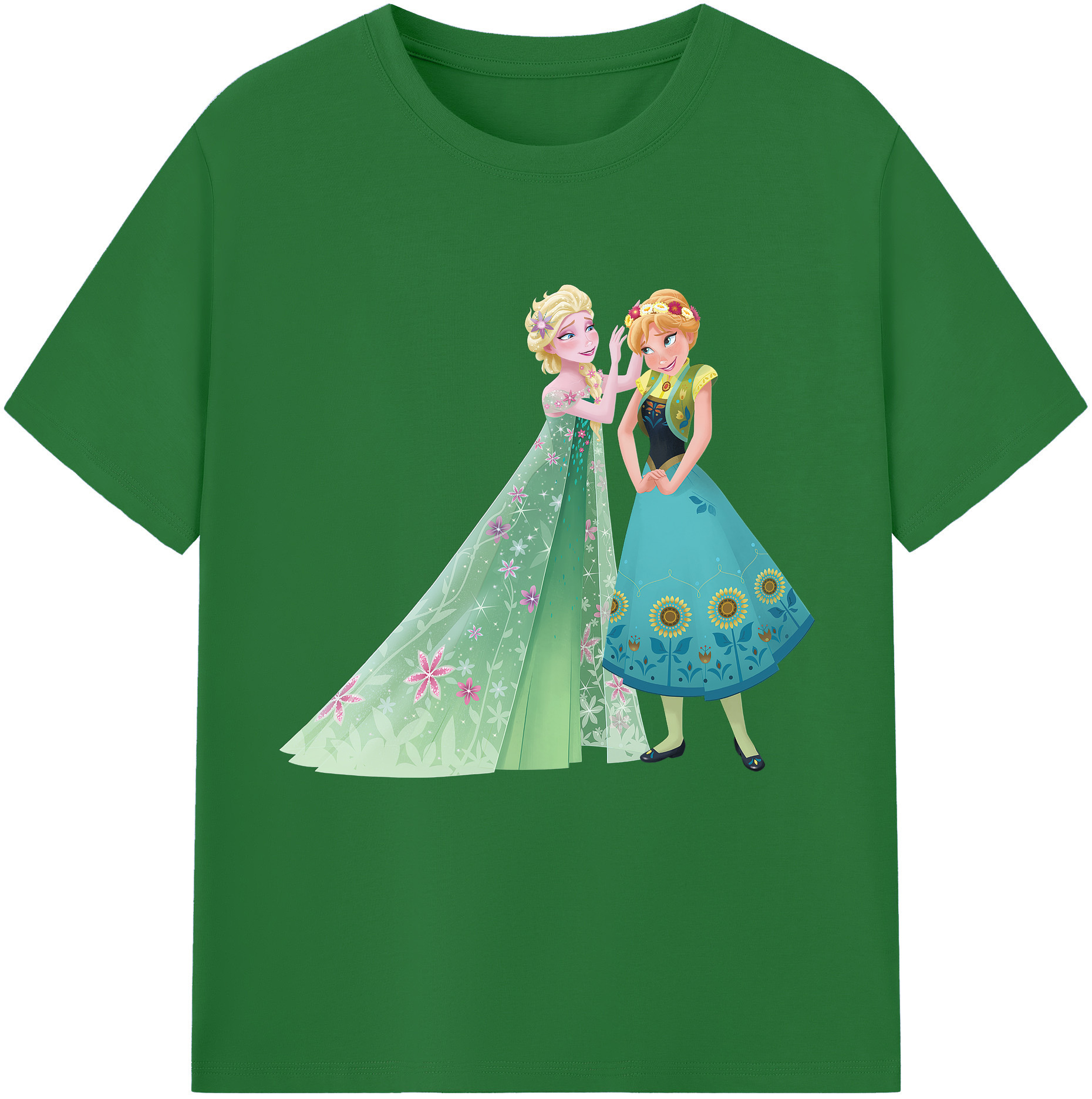 （画像用） アナと雪の女王 アンナ エルサ Frozen Anna Elsa 綿100％半袖Tシャツ（フロントプリント）