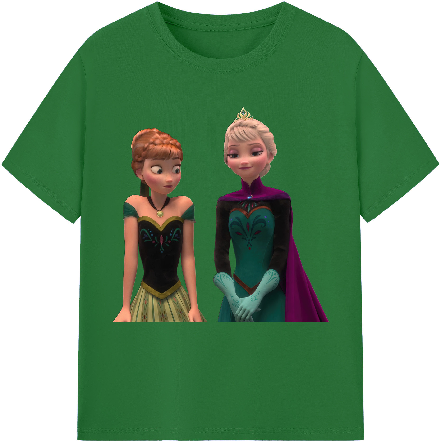 （画像用） アナと雪の女王 アンナ エルサ Frozen Anna Elsa 綿100％半袖Tシャツ（フロントプリント）