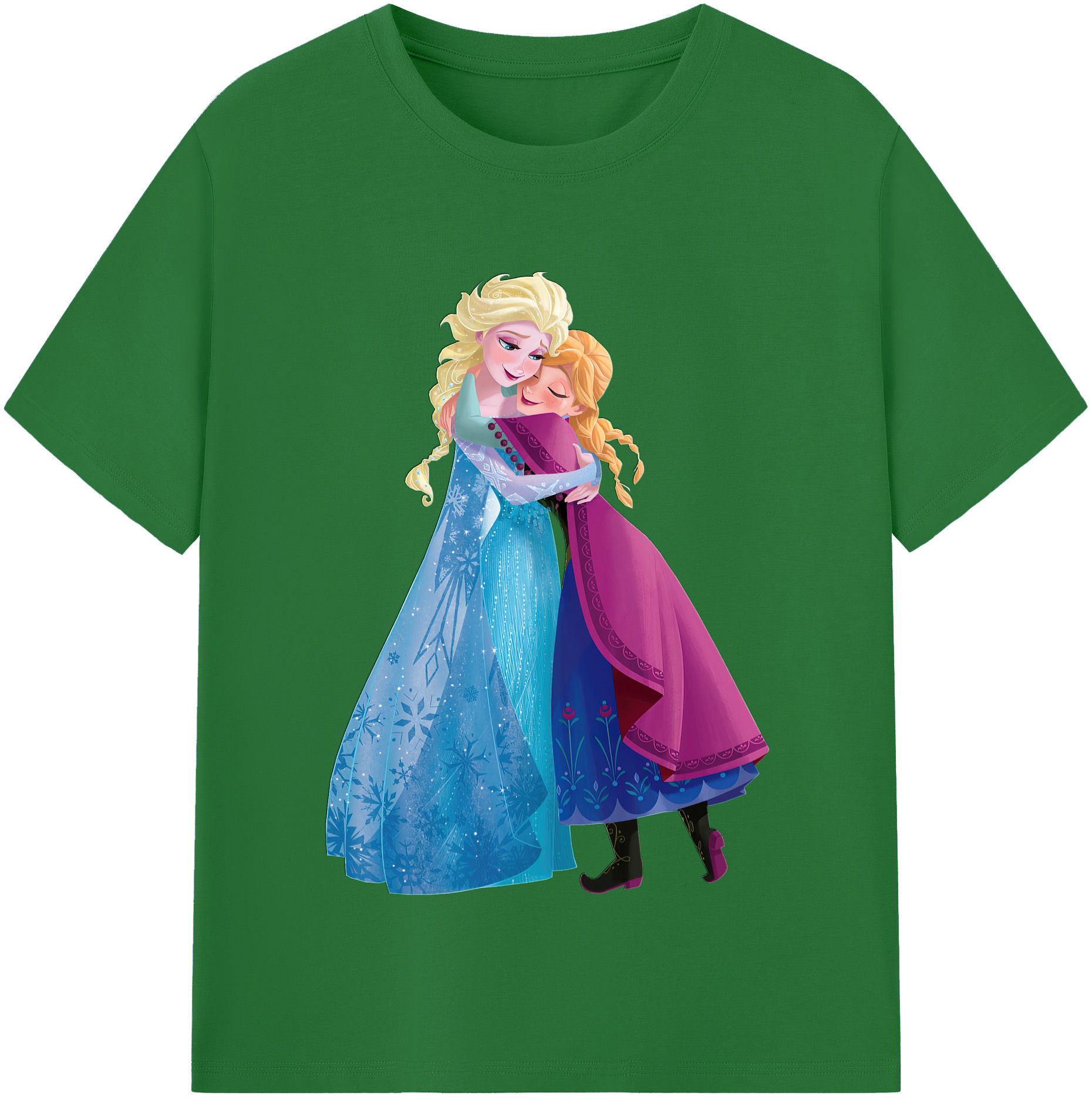 （画像用） アナと雪の女王 アンナ エルサ Frozen Anna Elsa 綿100％半袖Tシャツ（フロントプリント）