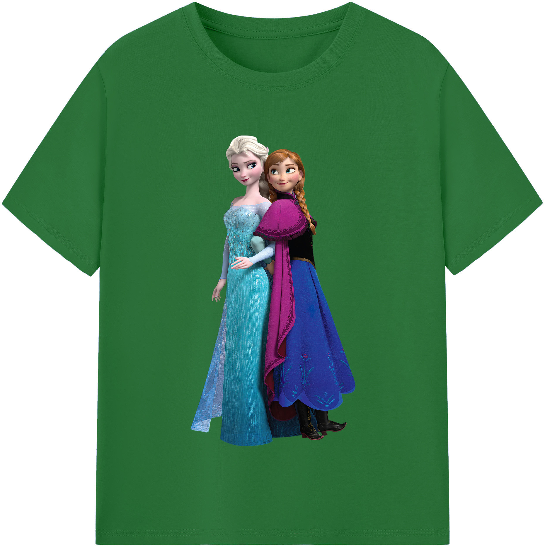 （画像用） アナと雪の女王 アンナ エルサ Frozen Anna Elsa 綿100％半袖Tシャツ（フロントプリント）